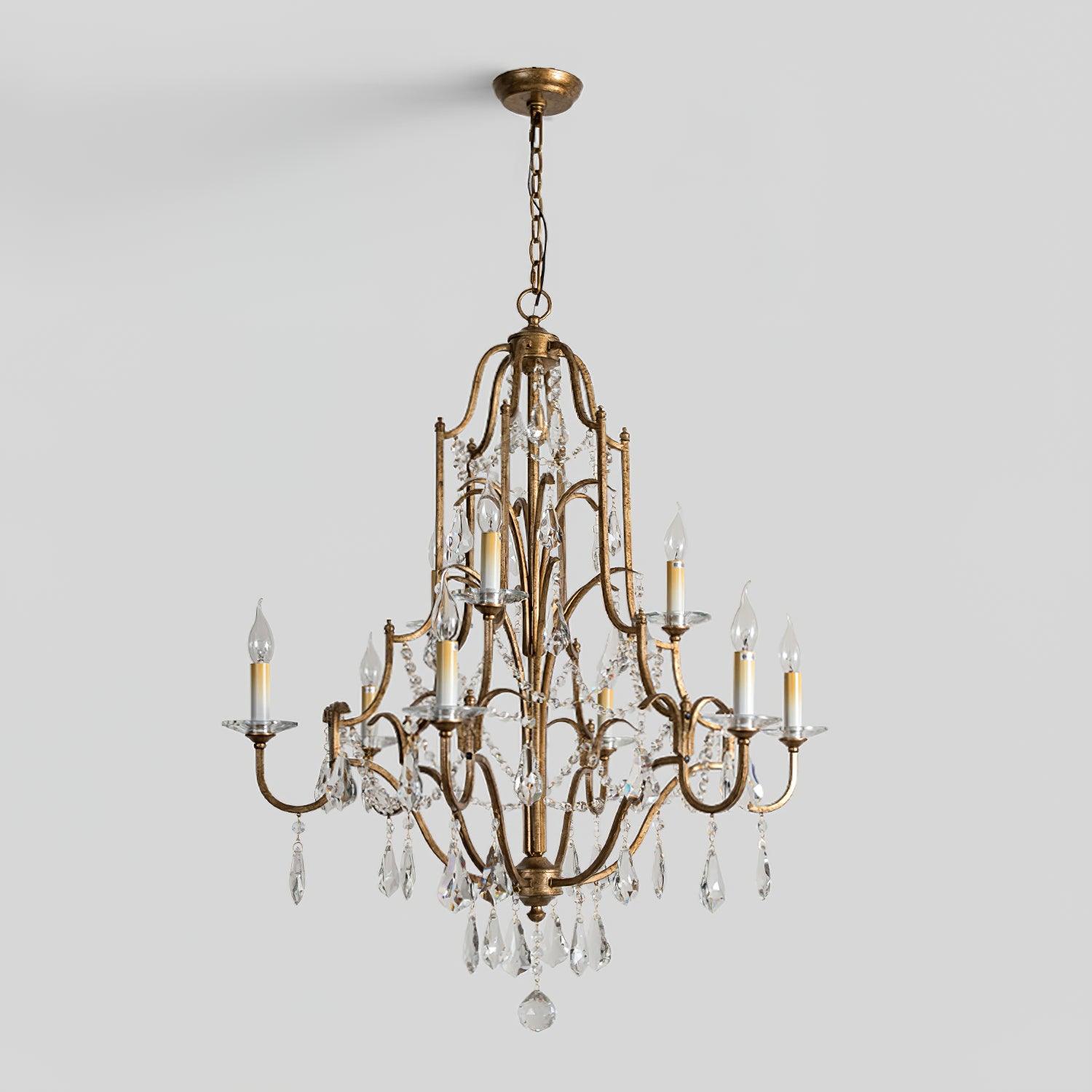 Mirok Chandelier Iron Crystal Candelabra Vintage-Neutral Decor