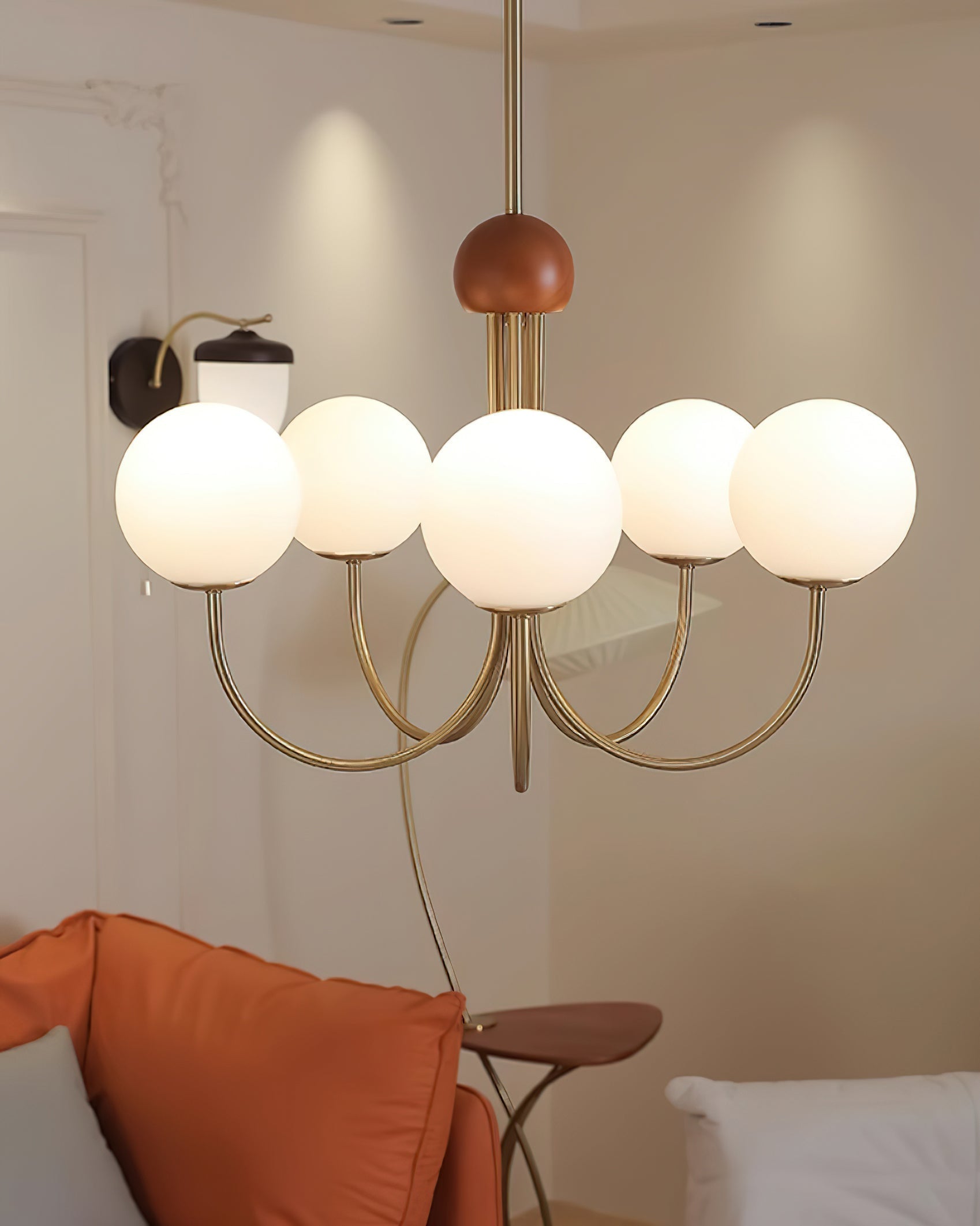 Sola Modern Brass and Globe Glass Chandelier-Neutral Decor