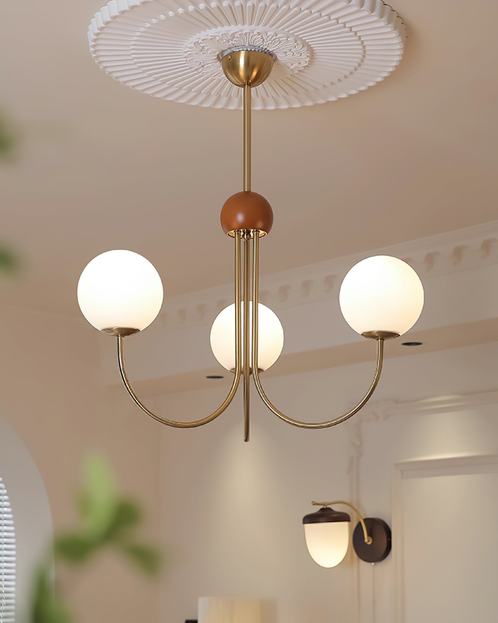 Sola Modern Brass and Globe Glass Chandelier-Neutral Decor