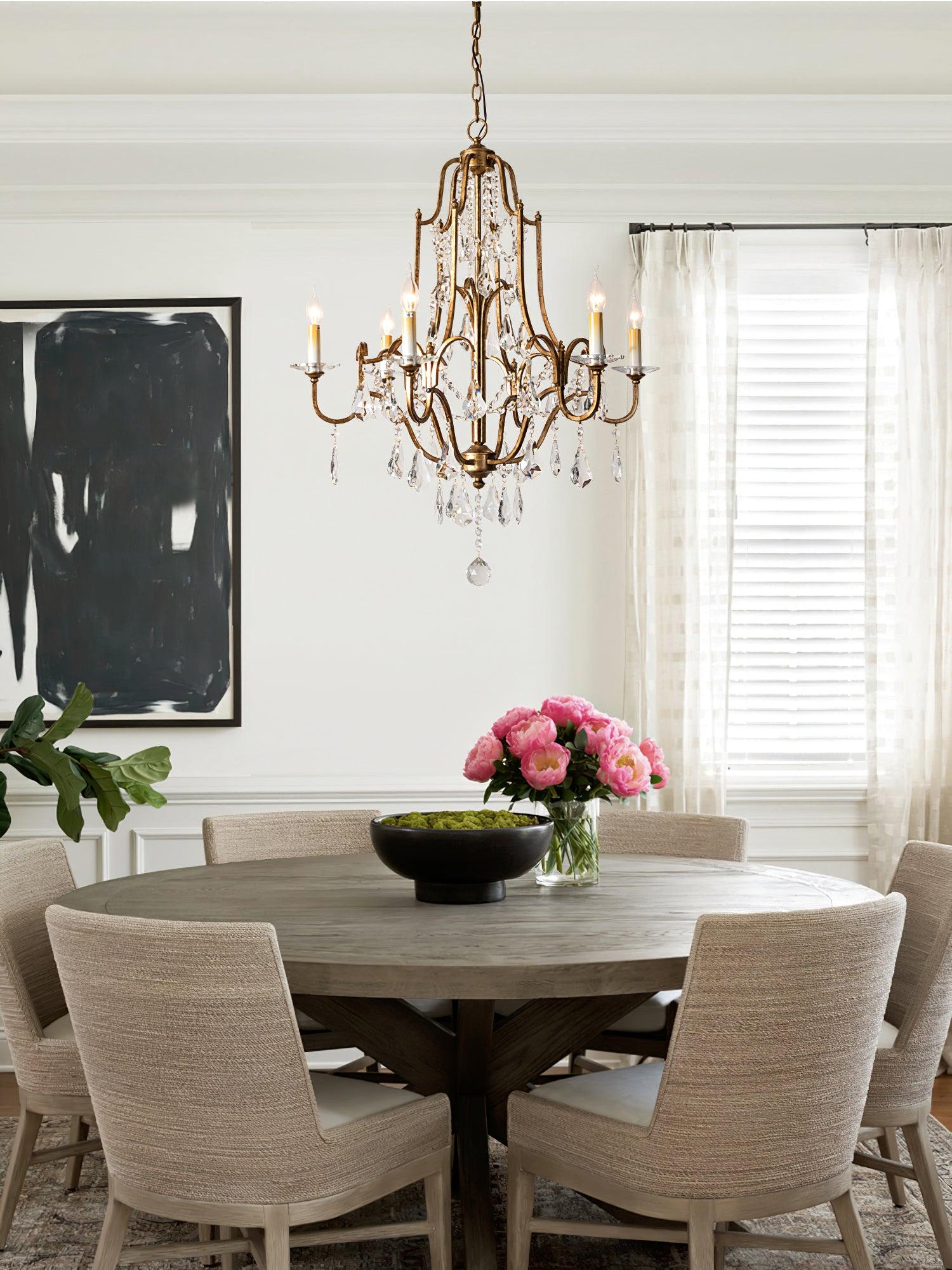 Mirok Chandelier Iron Crystal Candelabra Vintage-Neutral Decor