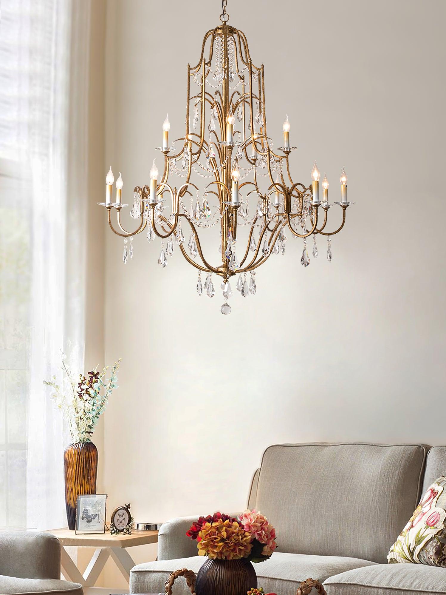 Mirok Chandelier Iron Crystal Candelabra Vintage-Neutral Decor