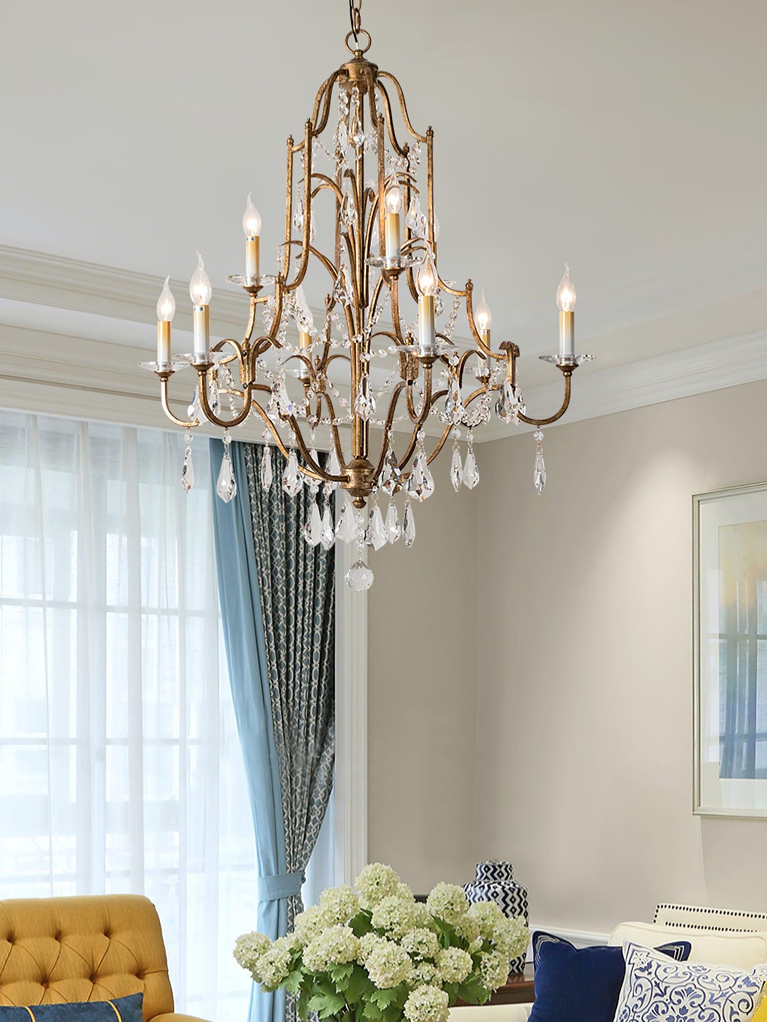Mirok Chandelier Iron Crystal Candelabra Vintage-Neutral Decor