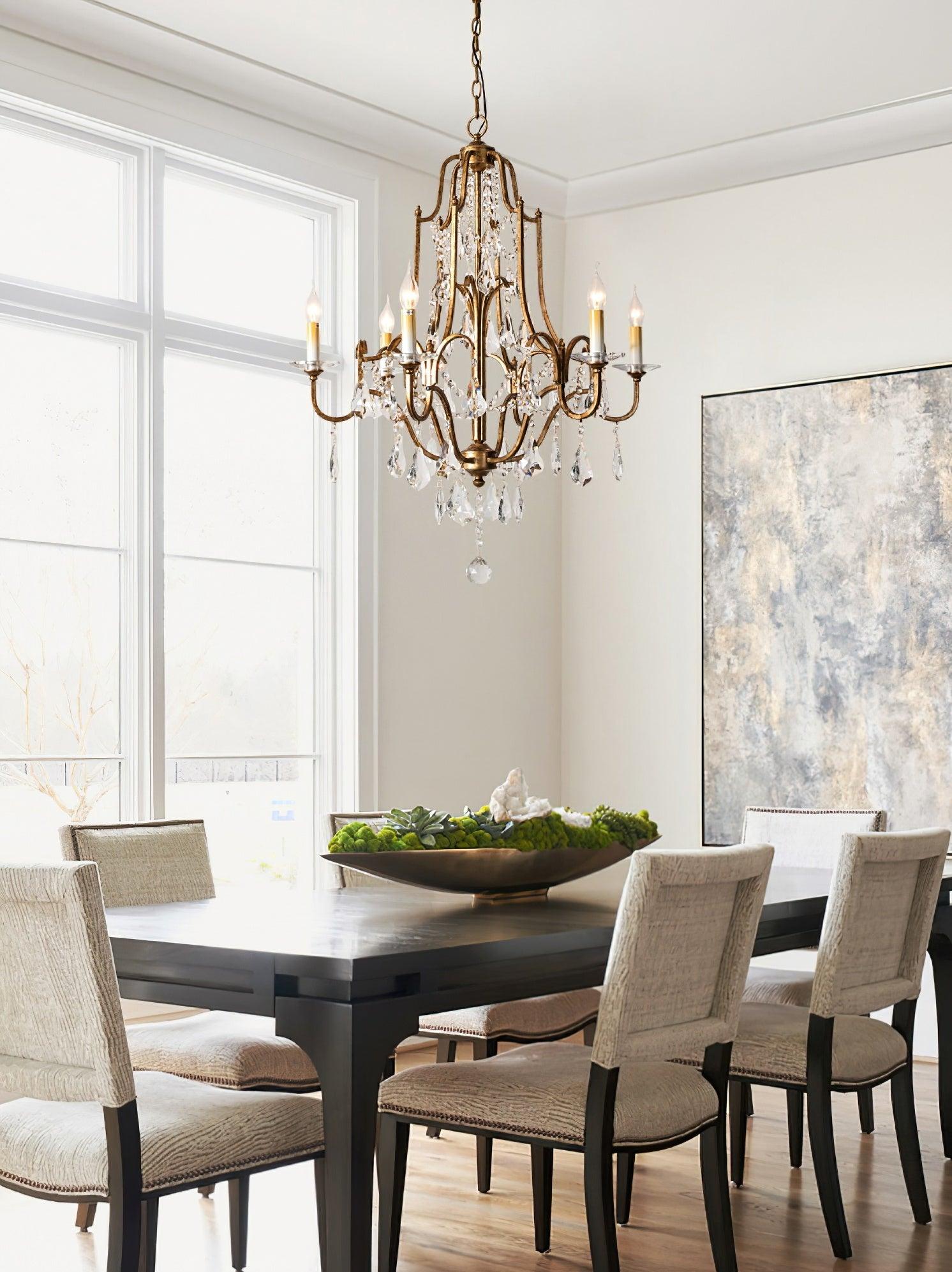 Mirok Chandelier Iron Crystal Candelabra Vintage-Neutral Decor