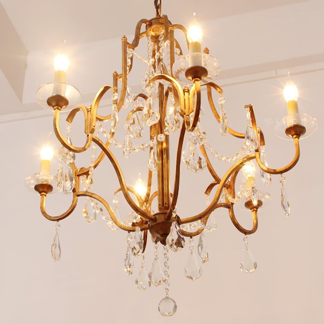 Mirok Chandelier Iron Crystal Candelabra Vintage-Neutral Decor