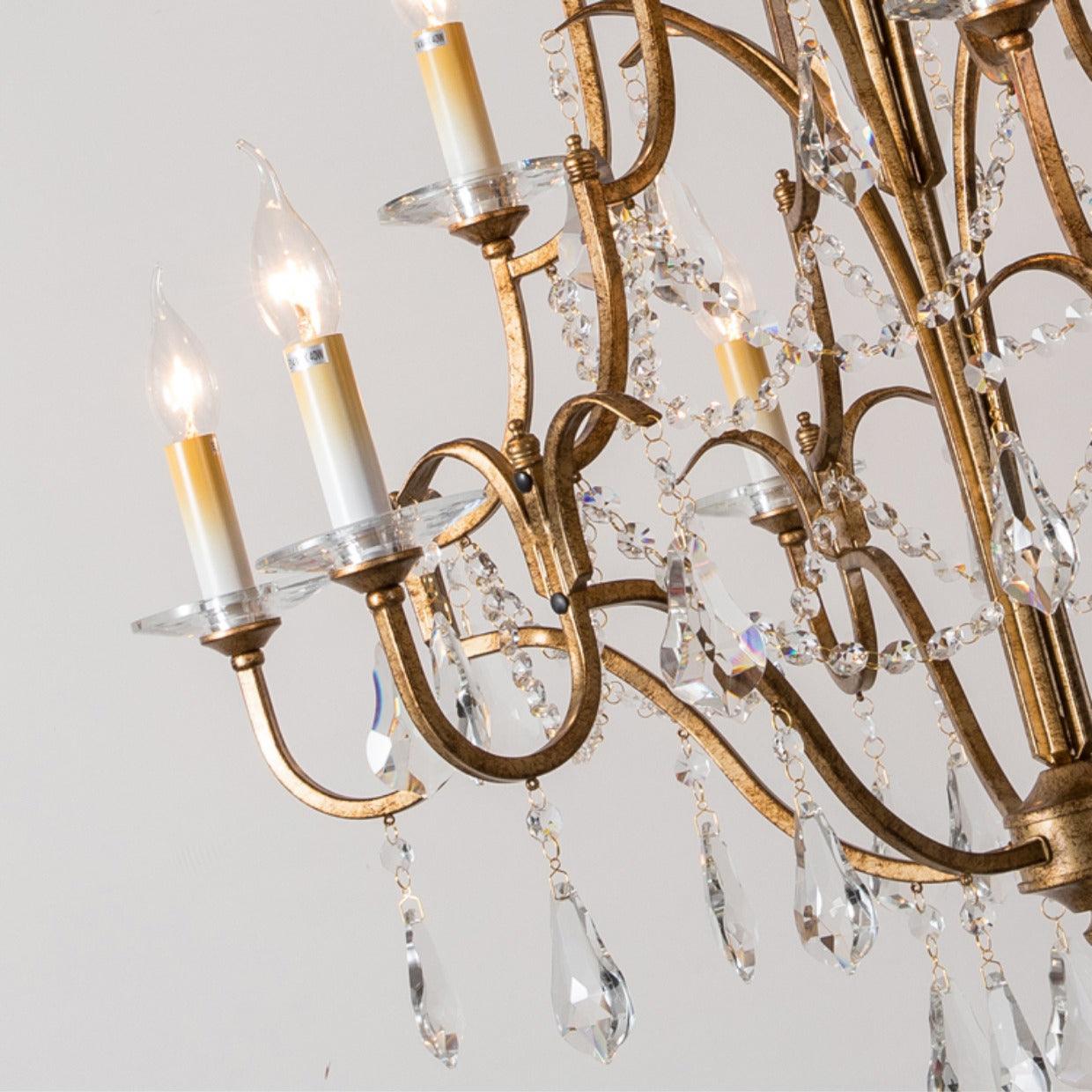 Mirok Chandelier Iron Crystal Candelabra Vintage-Neutral Decor
