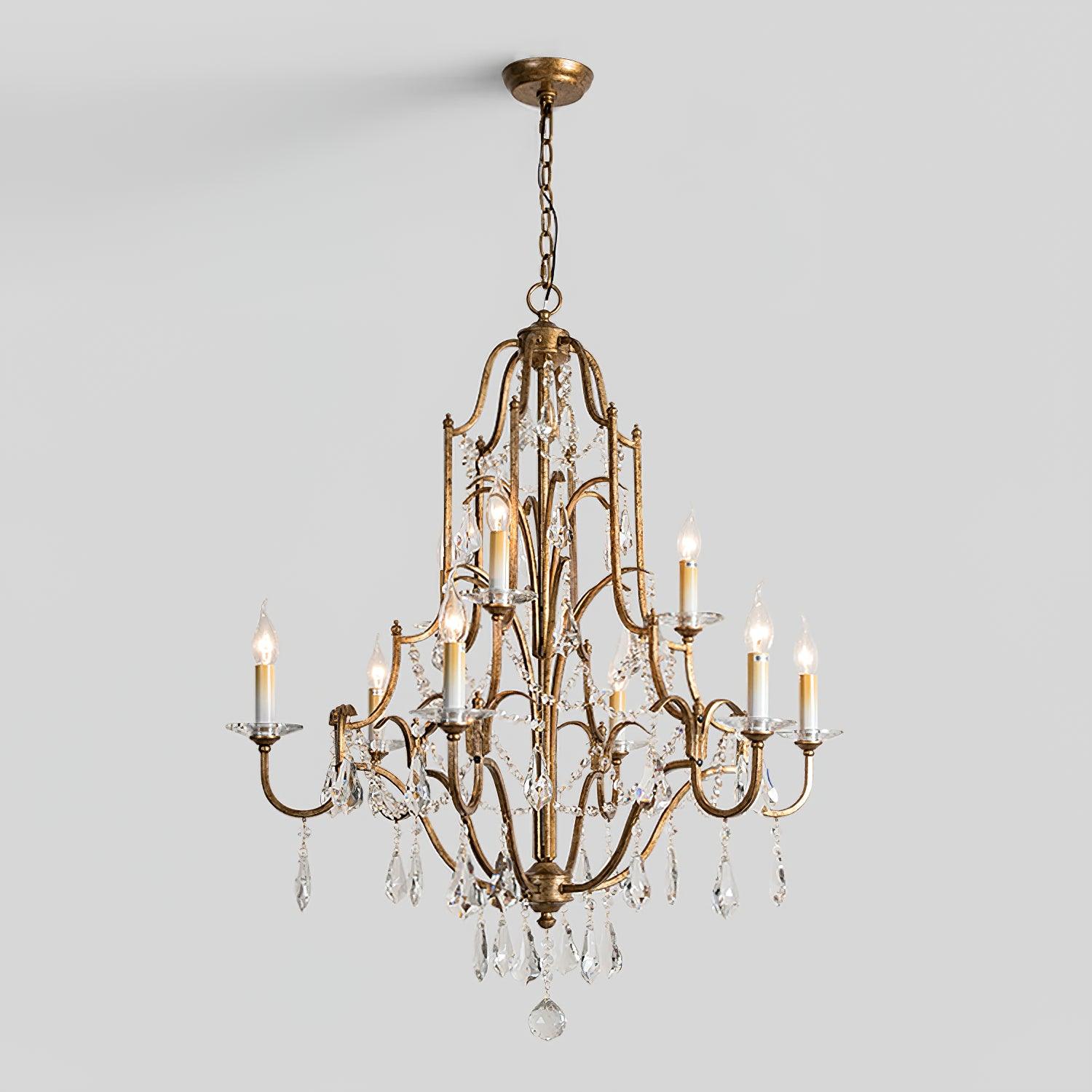 Mirok Chandelier Iron Crystal Candelabra Vintage-Neutral Decor
