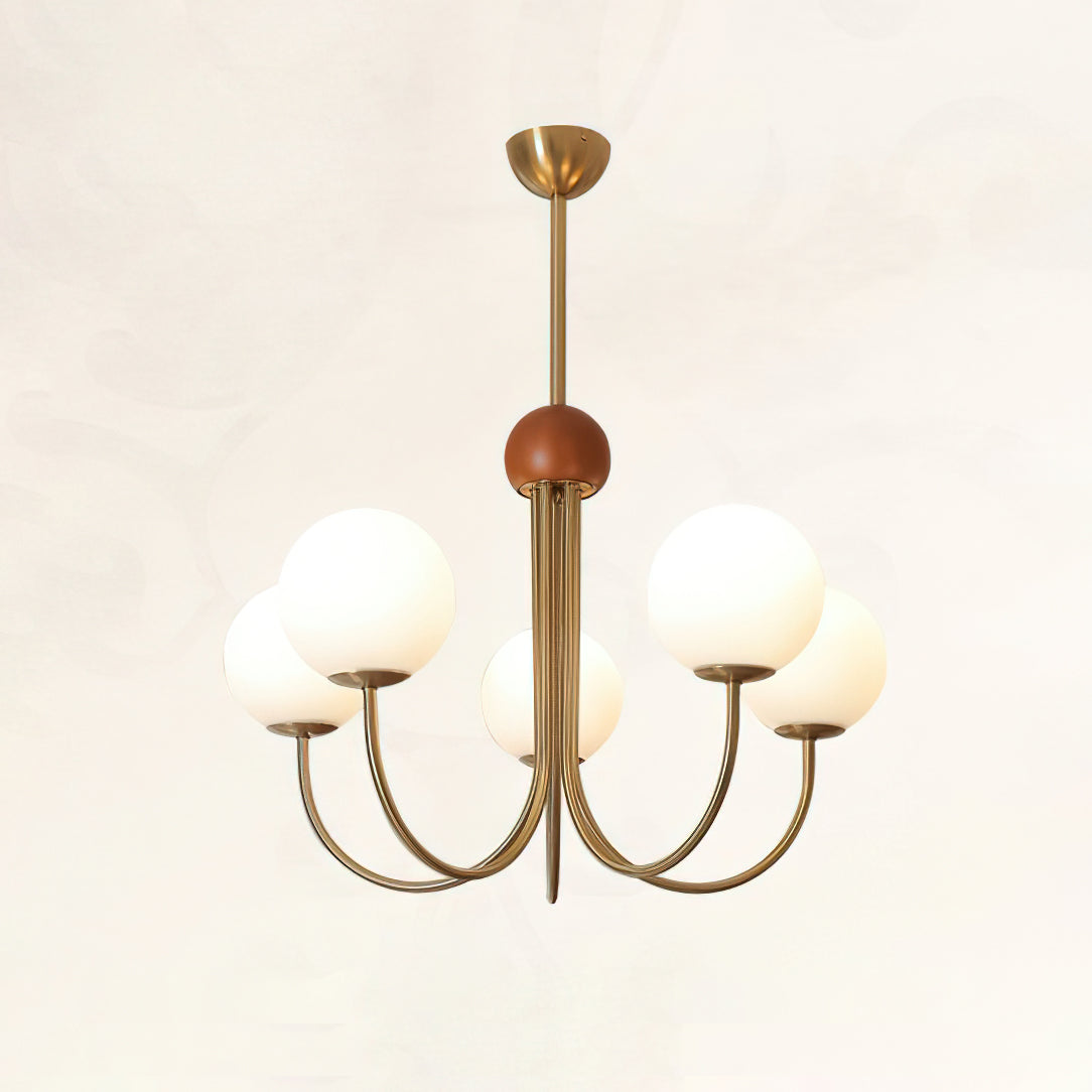 Sola Modern Brass and Globe Glass Chandelier-Neutral Decor
