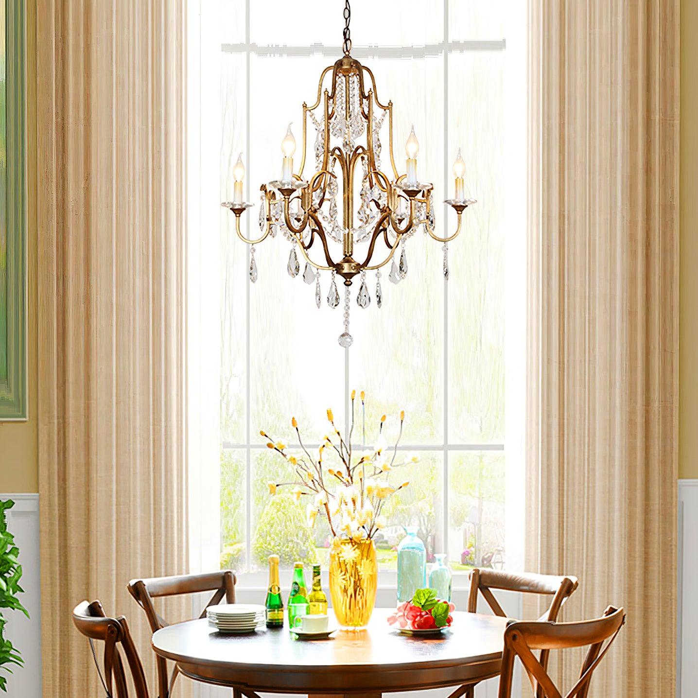 Mirok Chandelier Iron Crystal Candelabra Vintage-Neutral Decor