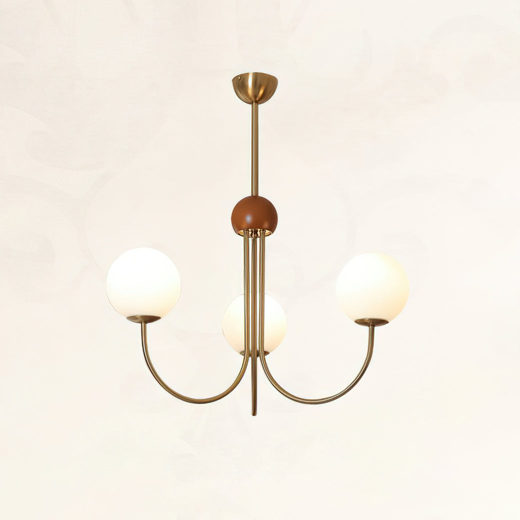 Candil Modern Brass and Globe Glass Chandelier