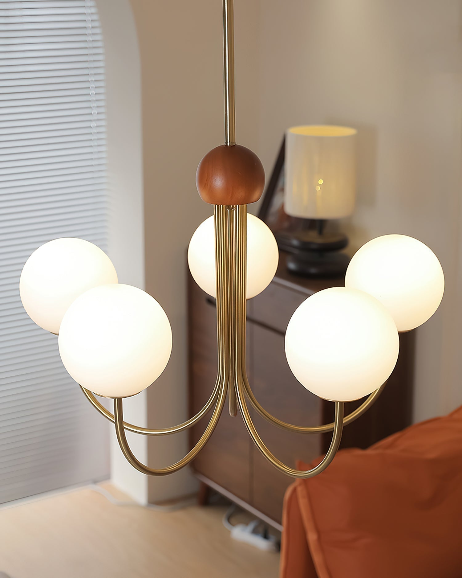 Sola Modern Brass and Globe Glass Chandelier-Neutral Decor