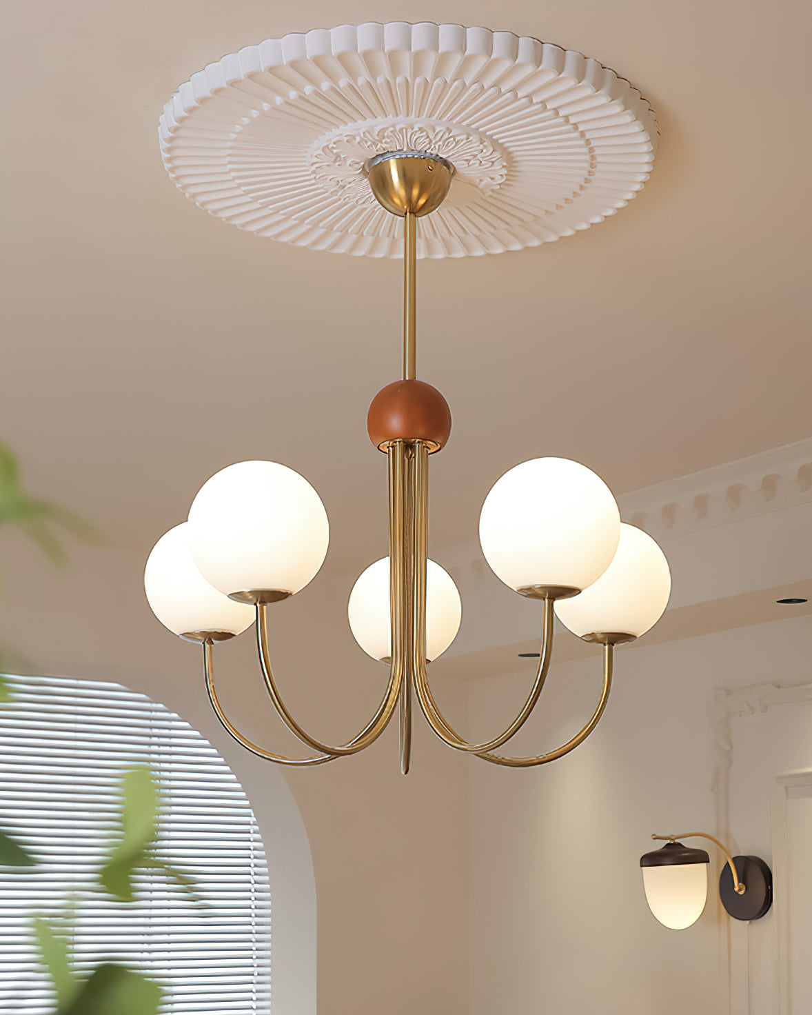 Sola Modern Brass and Globe Glass Chandelier-Neutral Decor