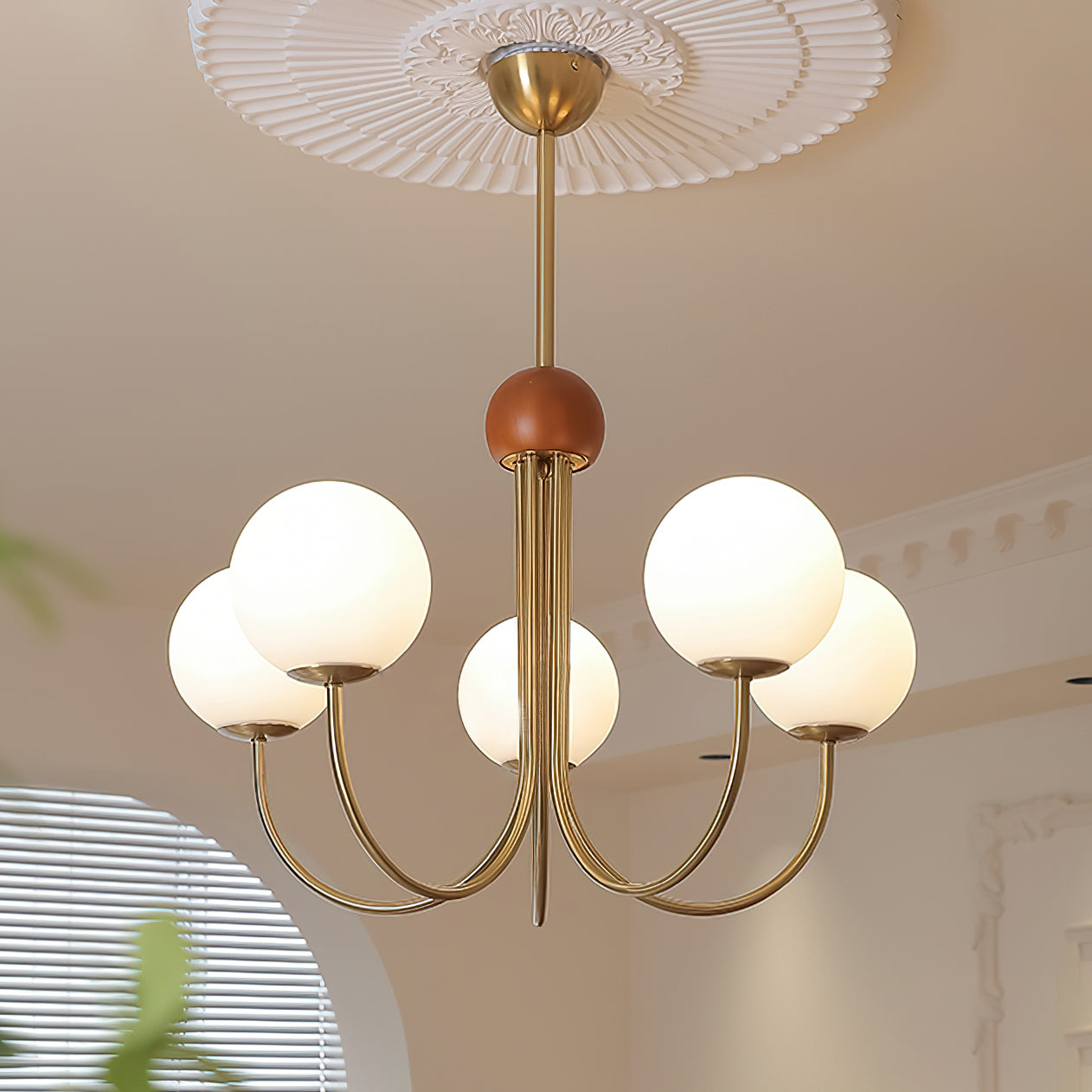 Sola Modern Brass and Globe Glass Chandelier-Neutral Decor