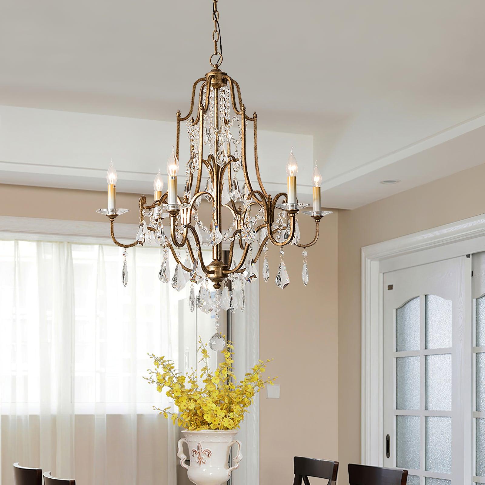 Mirok Chandelier Iron Crystal Candelabra Vintage-Neutral Decor