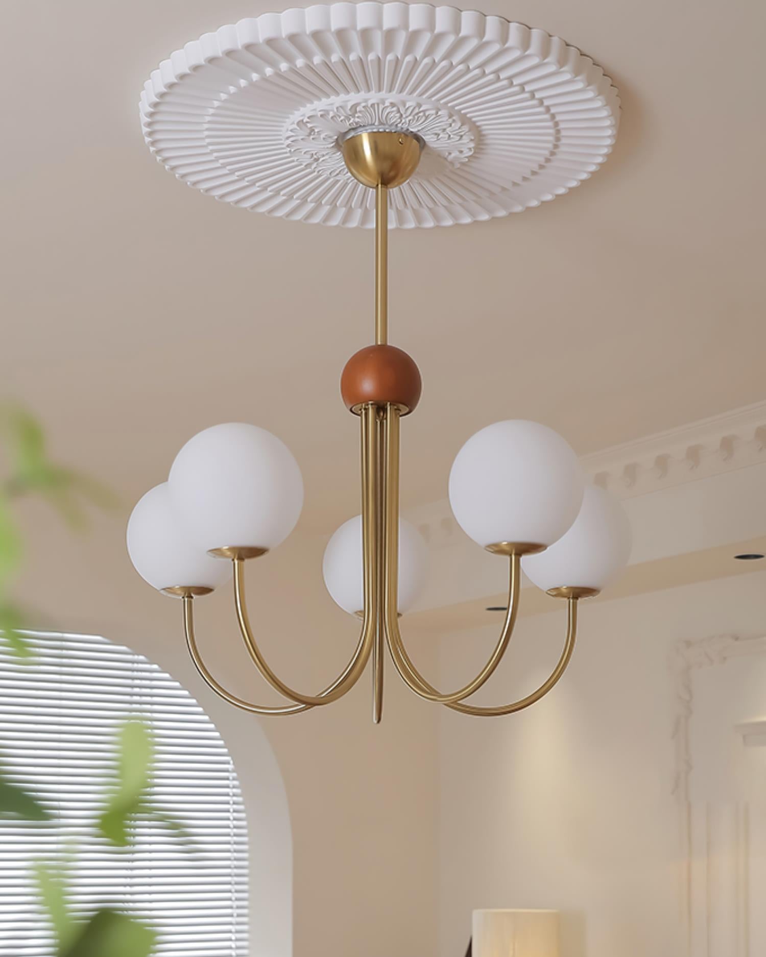 Sola Modern Brass and Globe Glass Chandelier-Neutral Decor