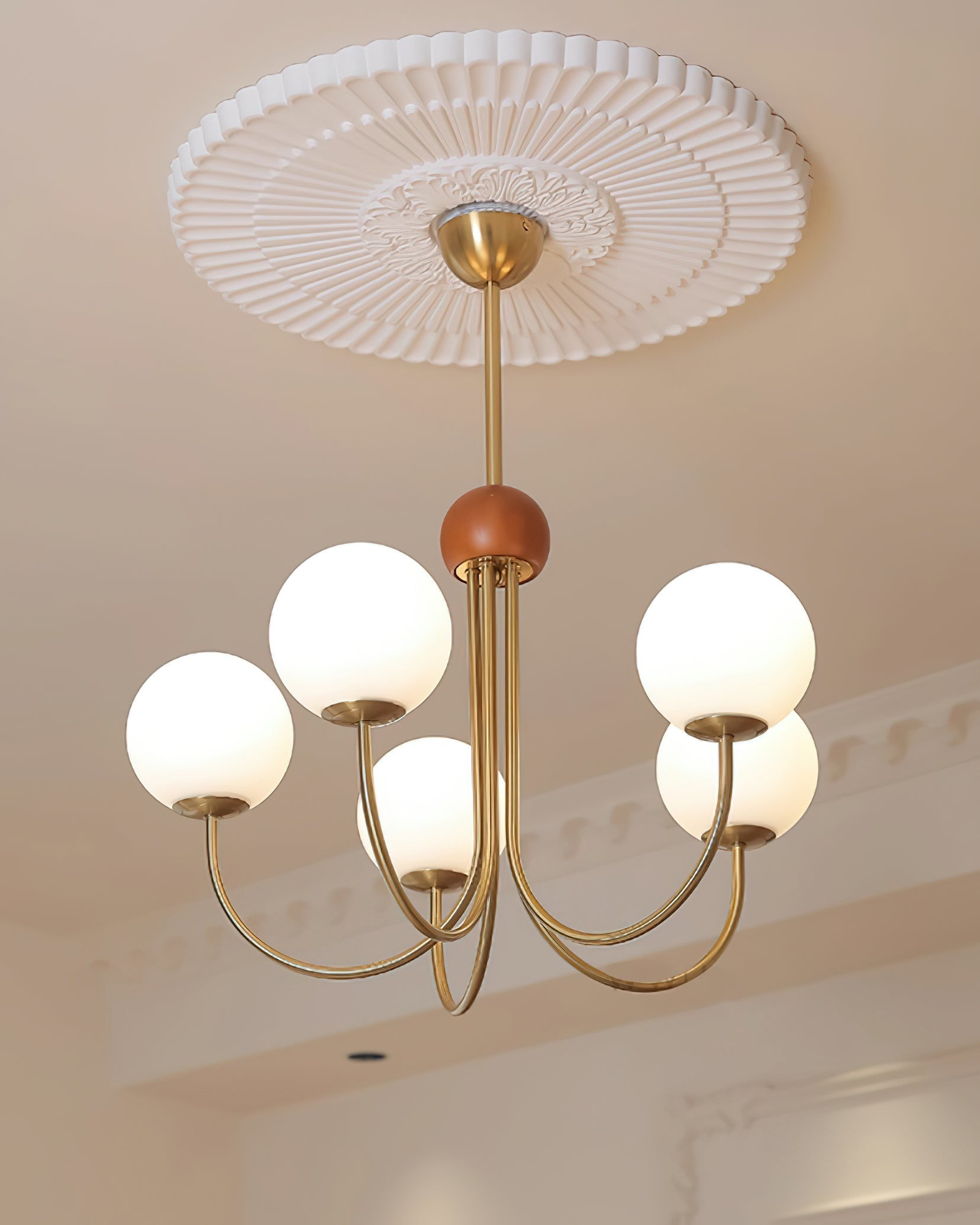 Sola Modern Brass and Globe Glass Chandelier-Neutral Decor