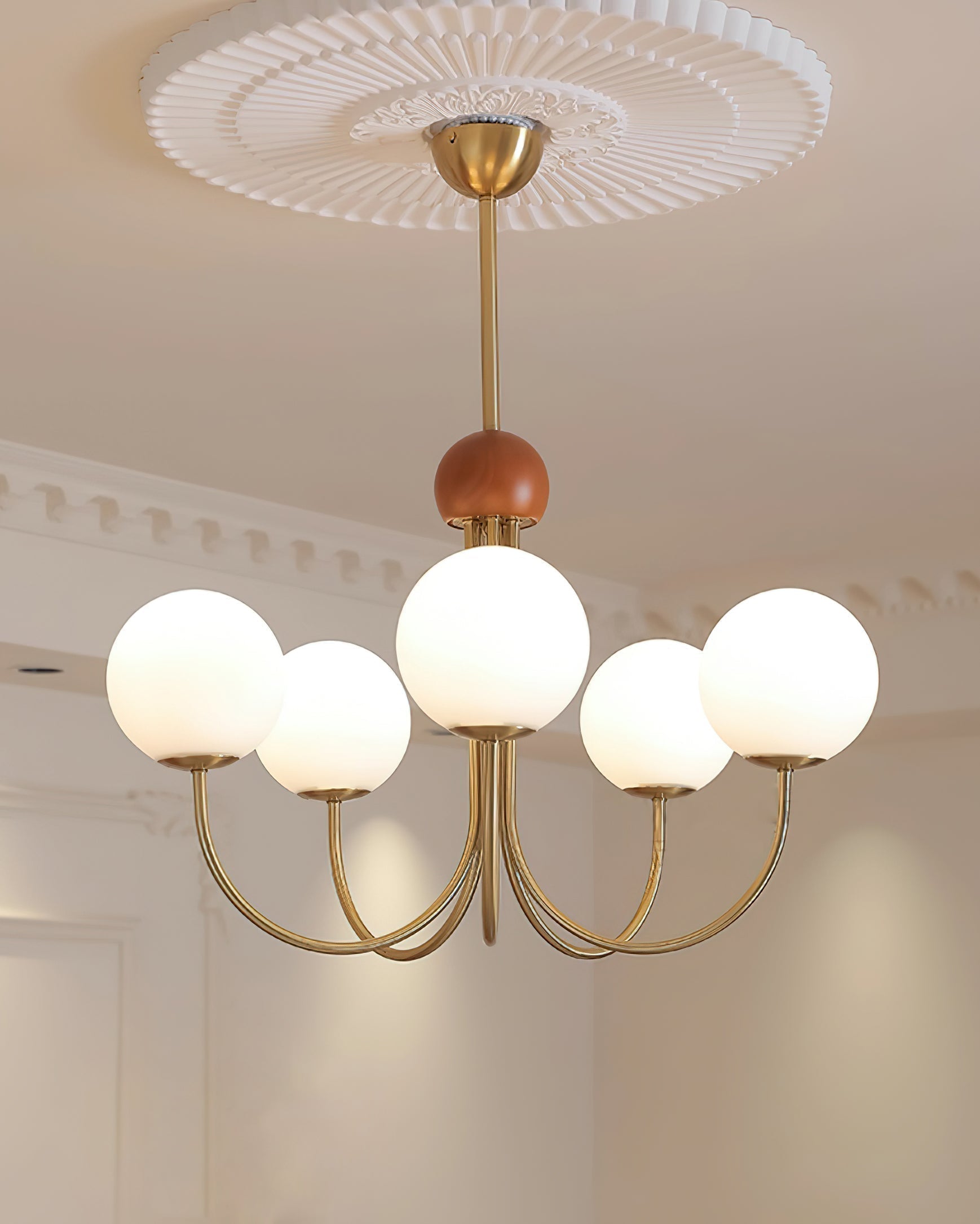 Sola Modern Brass and Globe Glass Chandelier-Neutral Decor