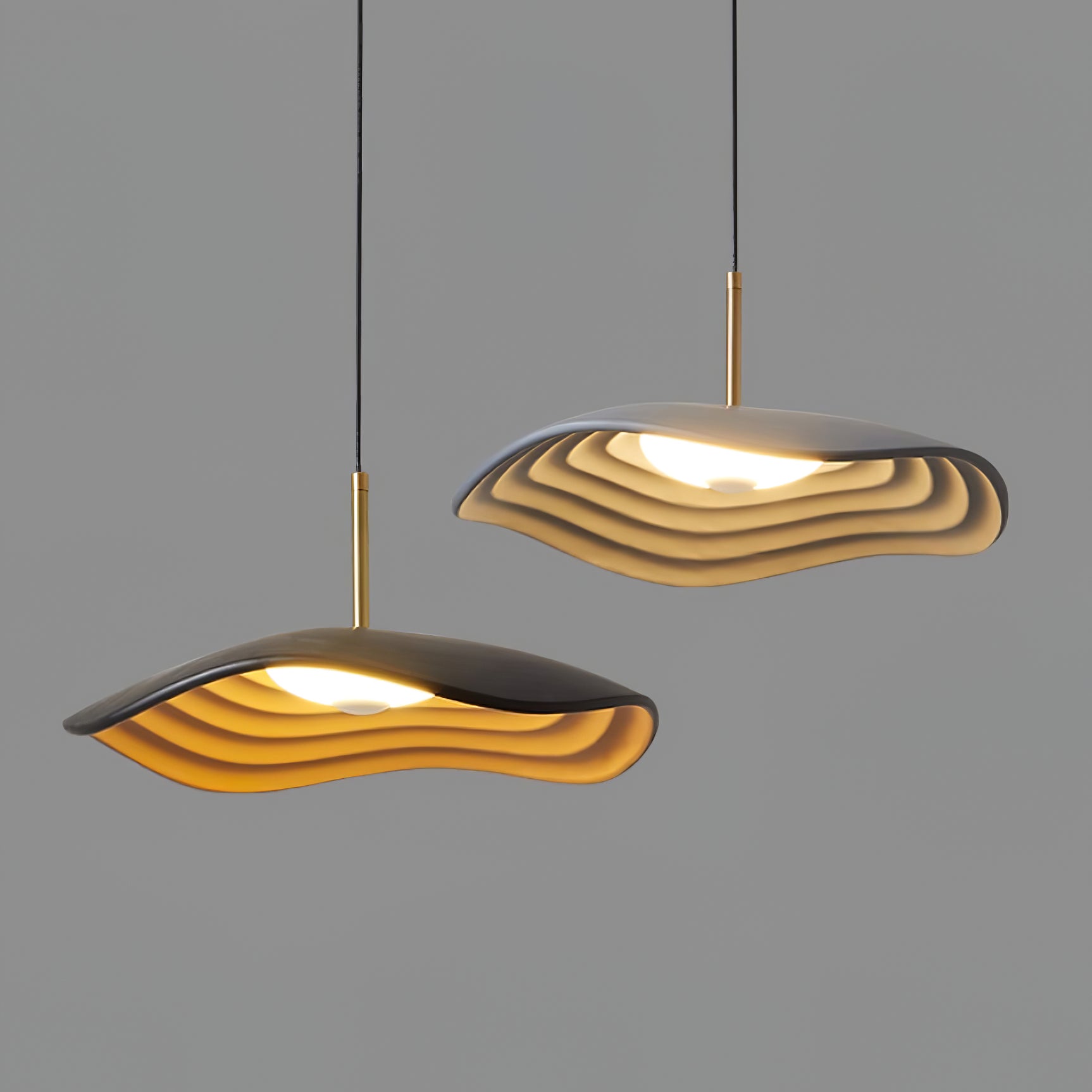 Mariva Pendant Lamp Wave Shape Gold Accent-Neutral Decor