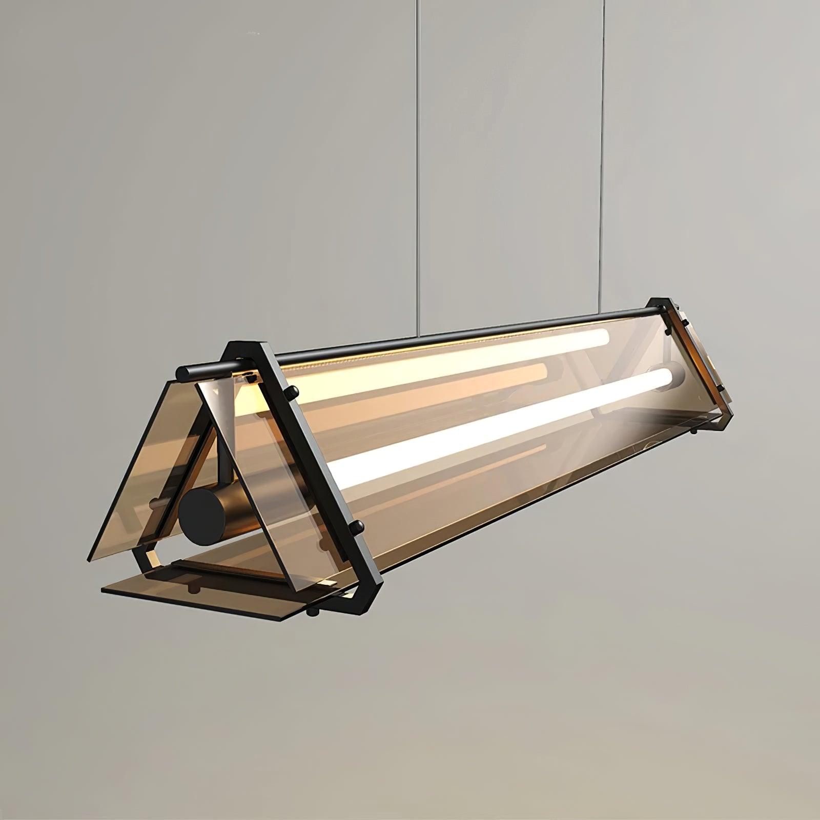 Arisha Industrial Triangle Metal/Glass Pendant Light, Gold - Neutral Decor