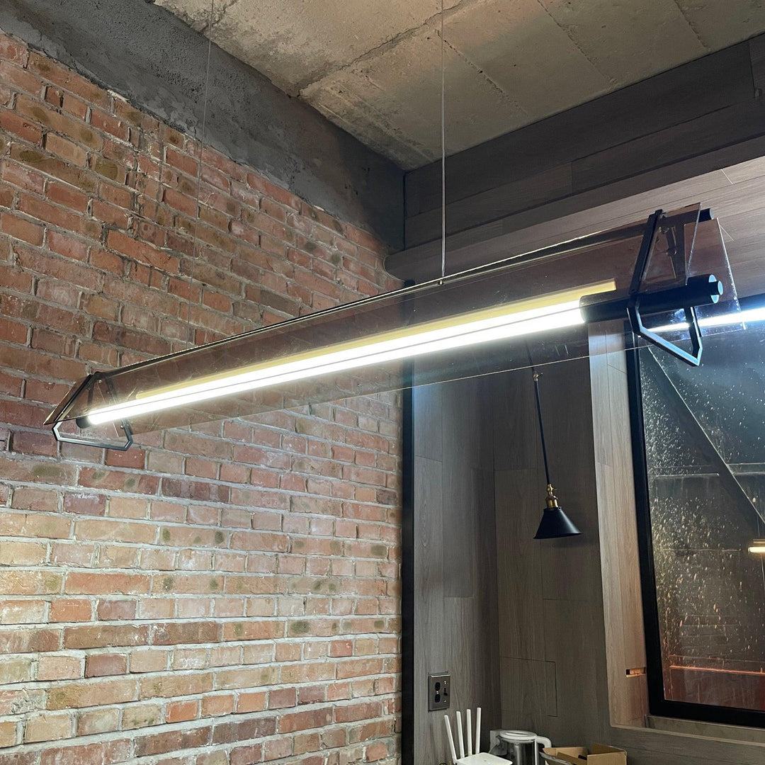 Arisha Industrial Triangle Metal/Glass Pendant Light, Gold - Neutral Decor