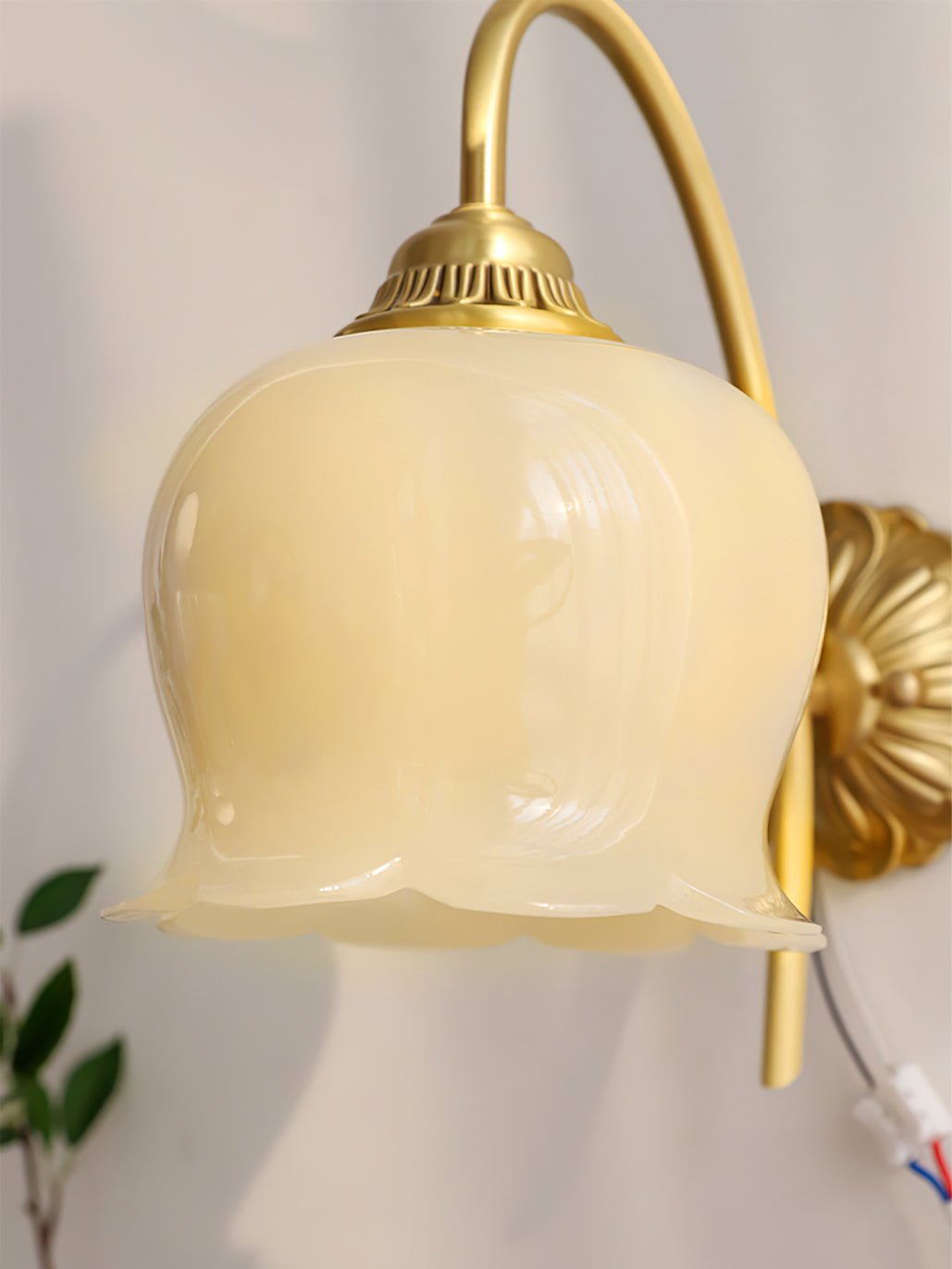 Dazell Art Flower Brass Resin Wall Lamp-Neutral Decor