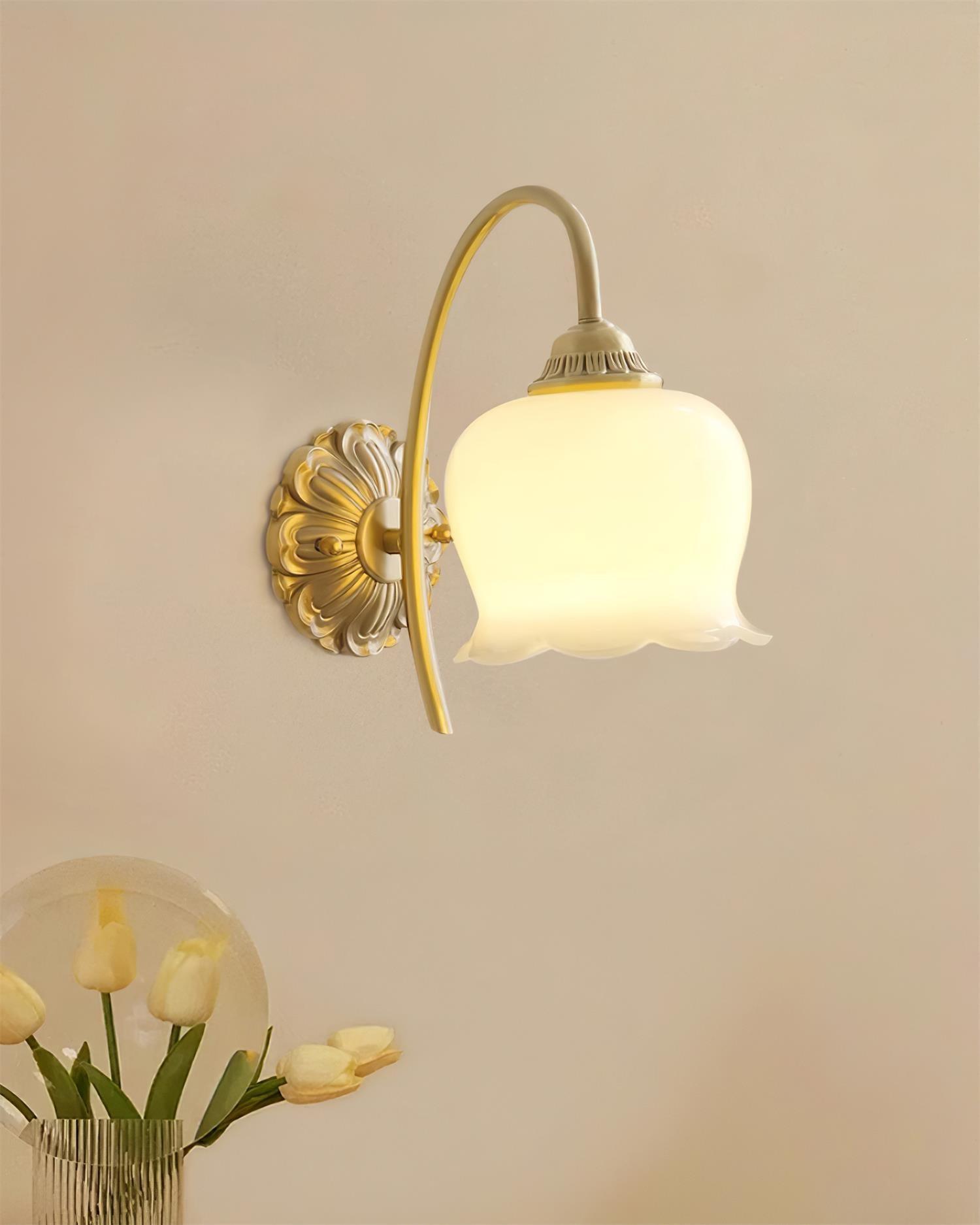 Dazell Art Flower Brass Resin Wall Lamp-Neutral Decor