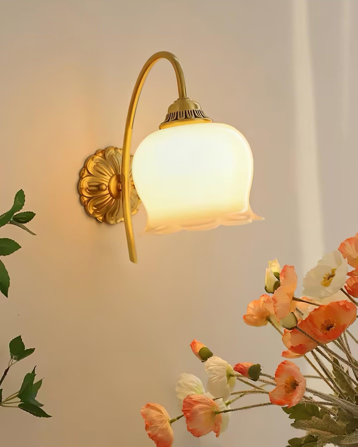 Dazell Art Flower Brass Resin Wall Lamp-Neutral Decor