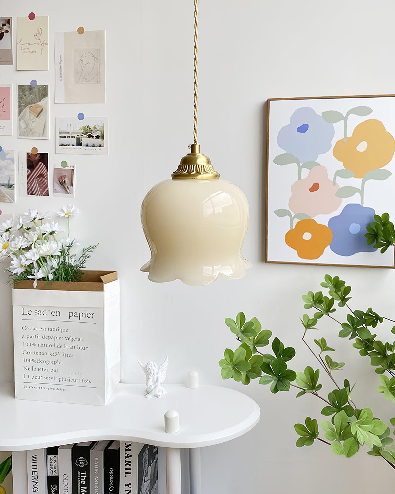 Veloza Brass & Resin Glam Pendant Lamp-Neutral Decor