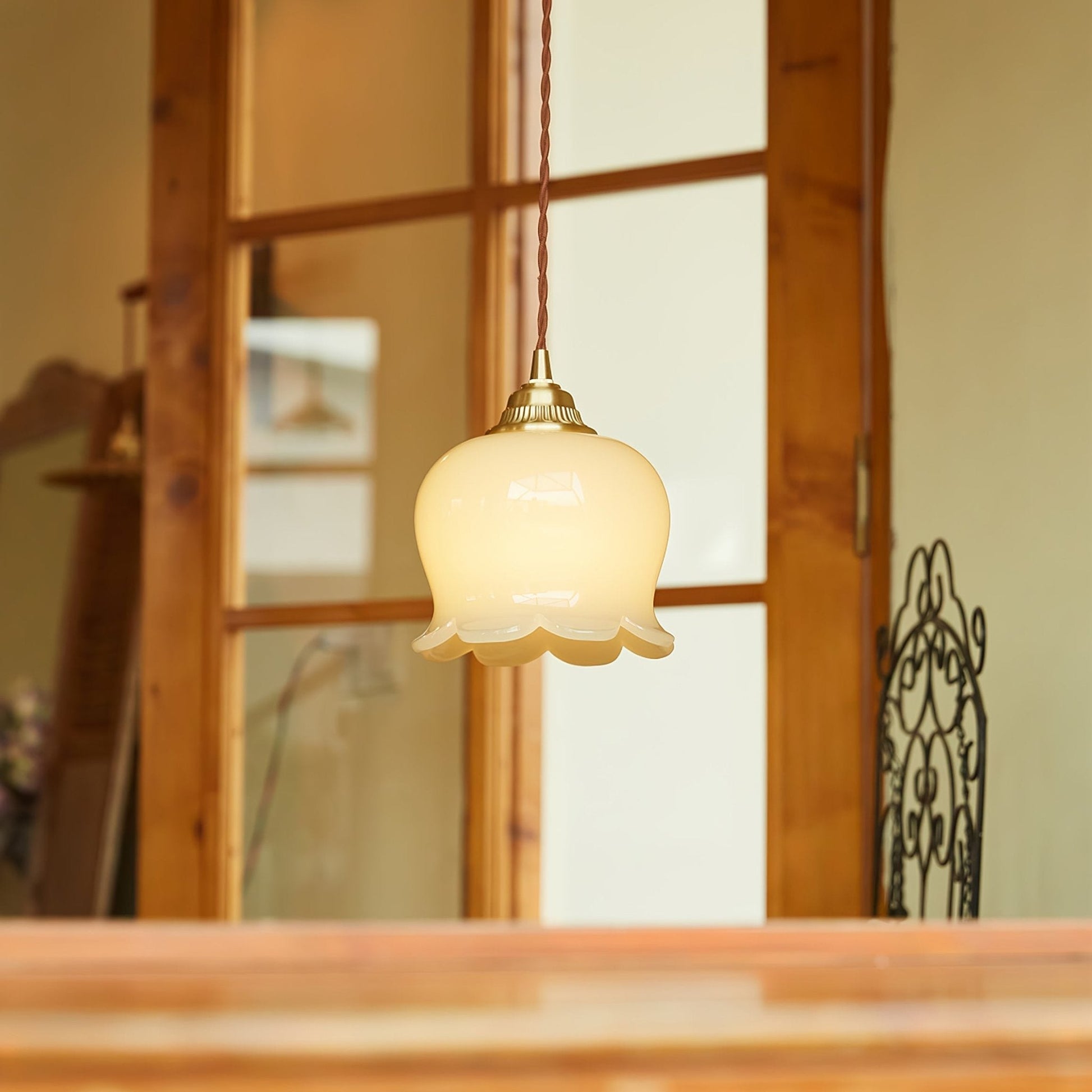 Veloza Brass & Resin Glam Pendant Lamp-Neutral Decor
