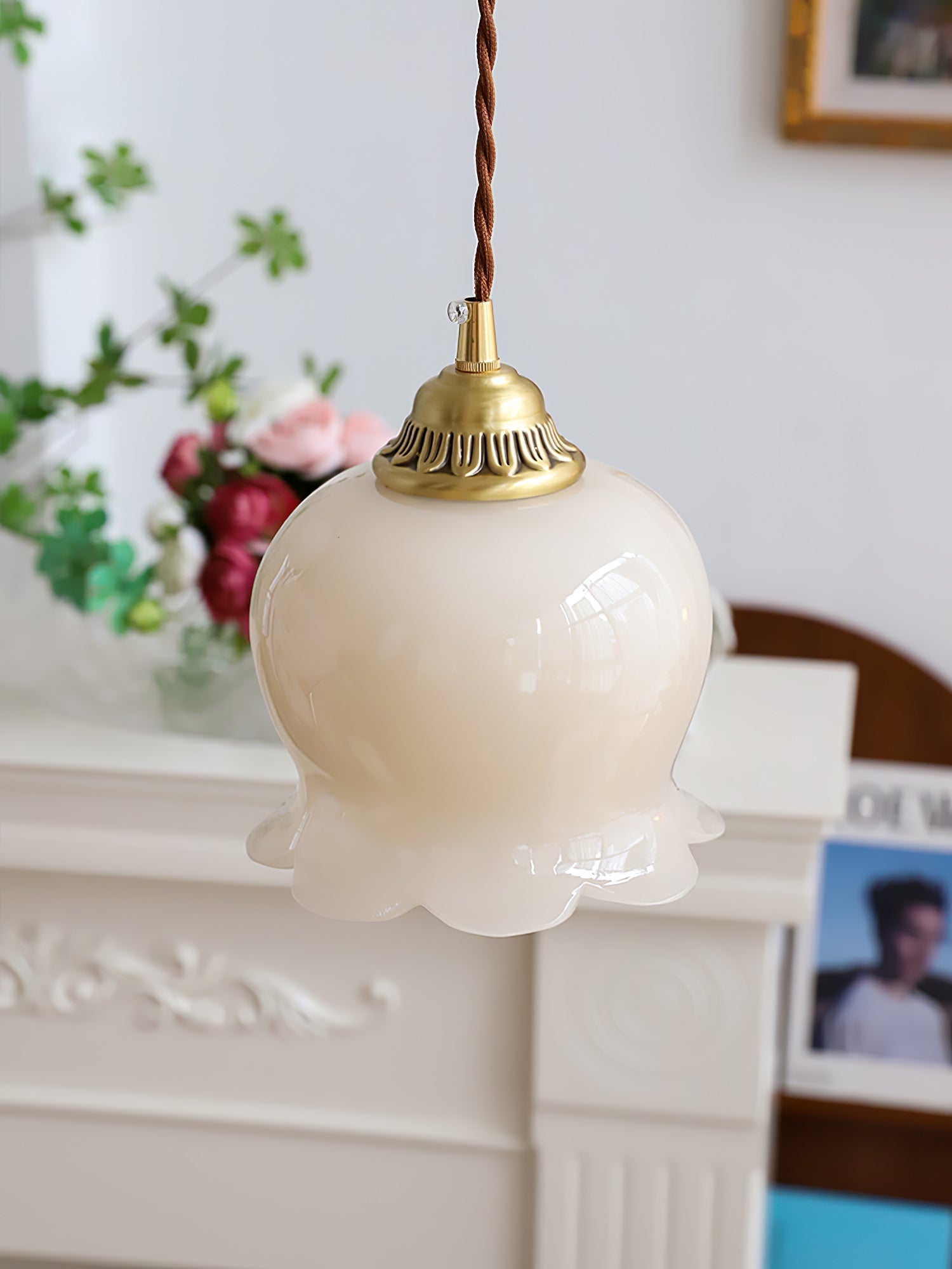Veloza Brass & Resin Glam Pendant Lamp-Neutral Decor