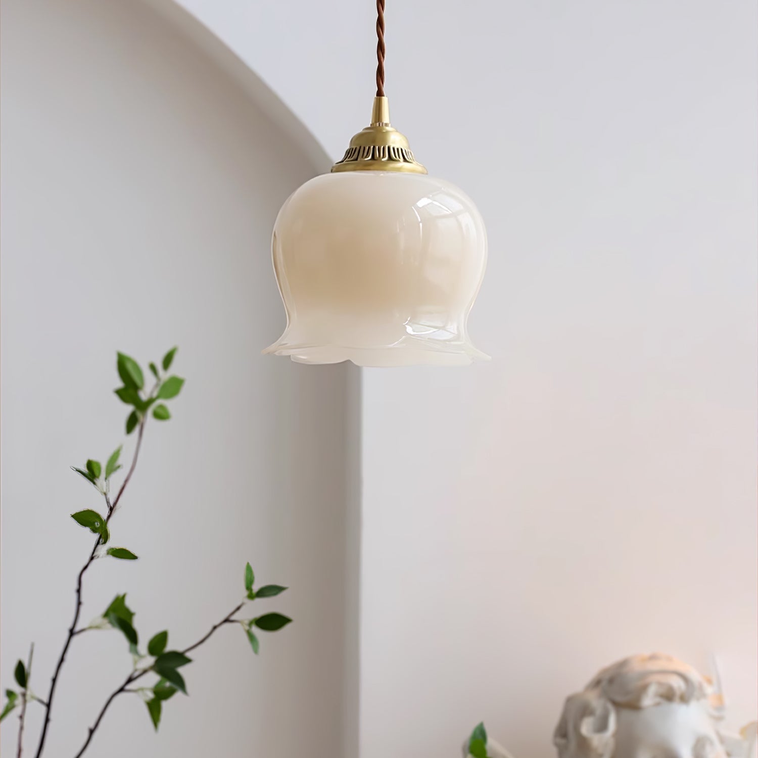Veloza Brass & Resin Glam Pendant Lamp-Neutral Decor
