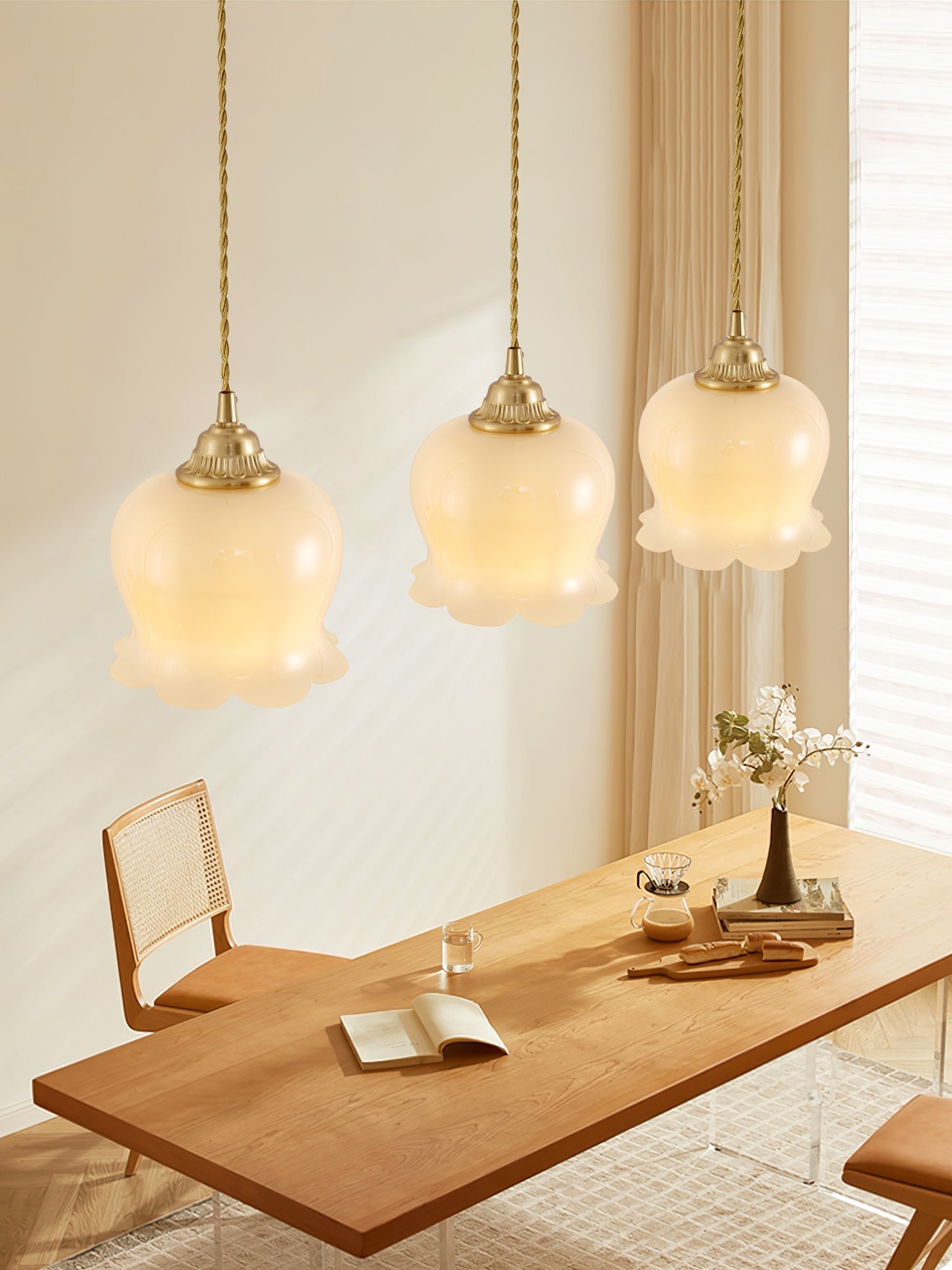 Veloza Brass & Resin Glam Pendant Lamp-Neutral Decor