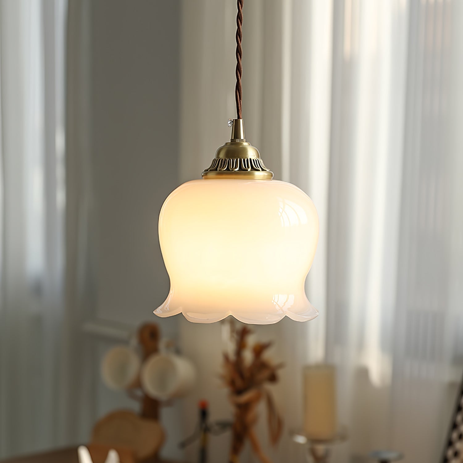 Veloza Brass & Resin Glam Pendant Lamp-Neutral Decor