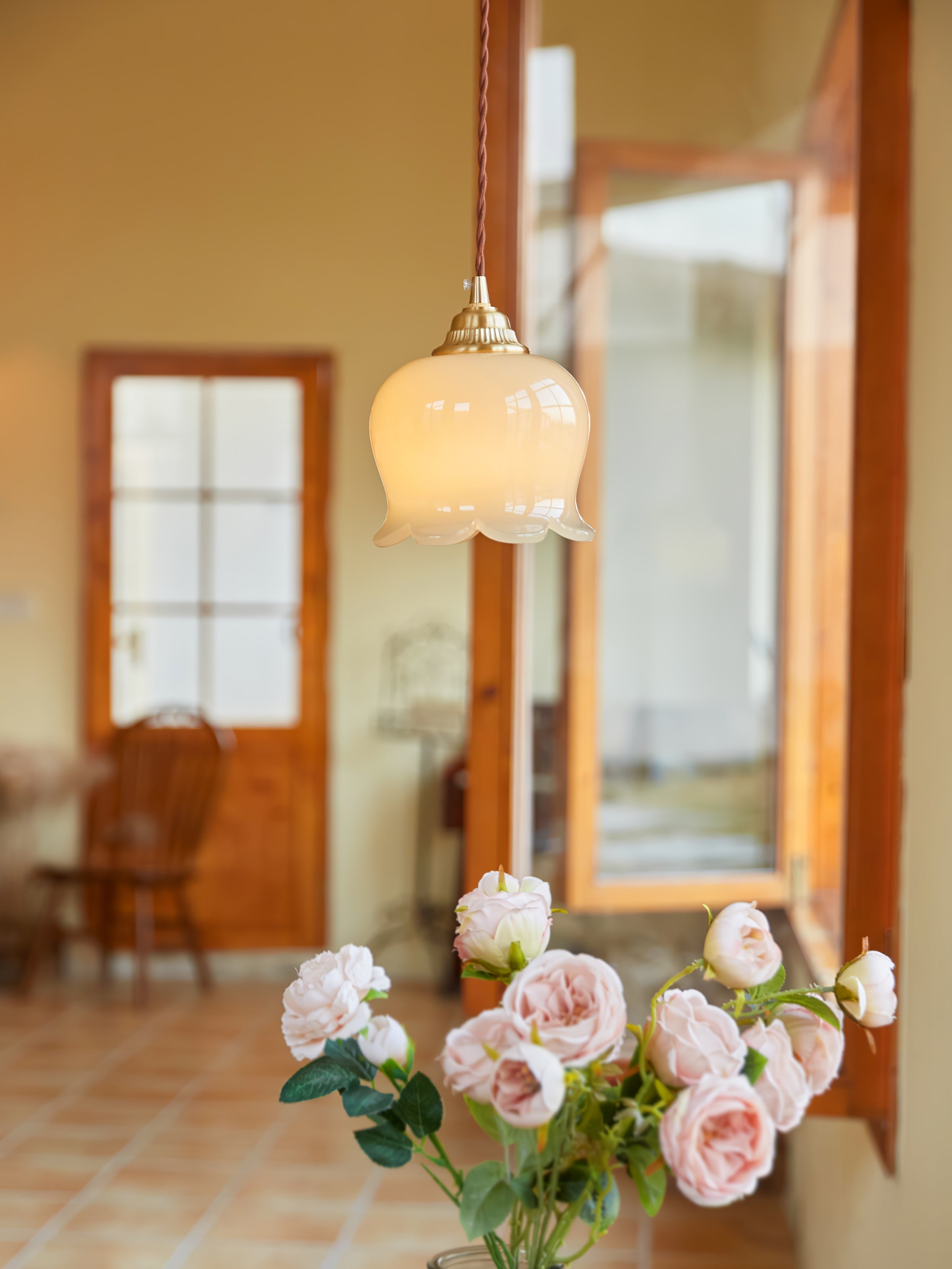 Veloza Brass & Resin Glam Pendant Lamp-Neutral Decor