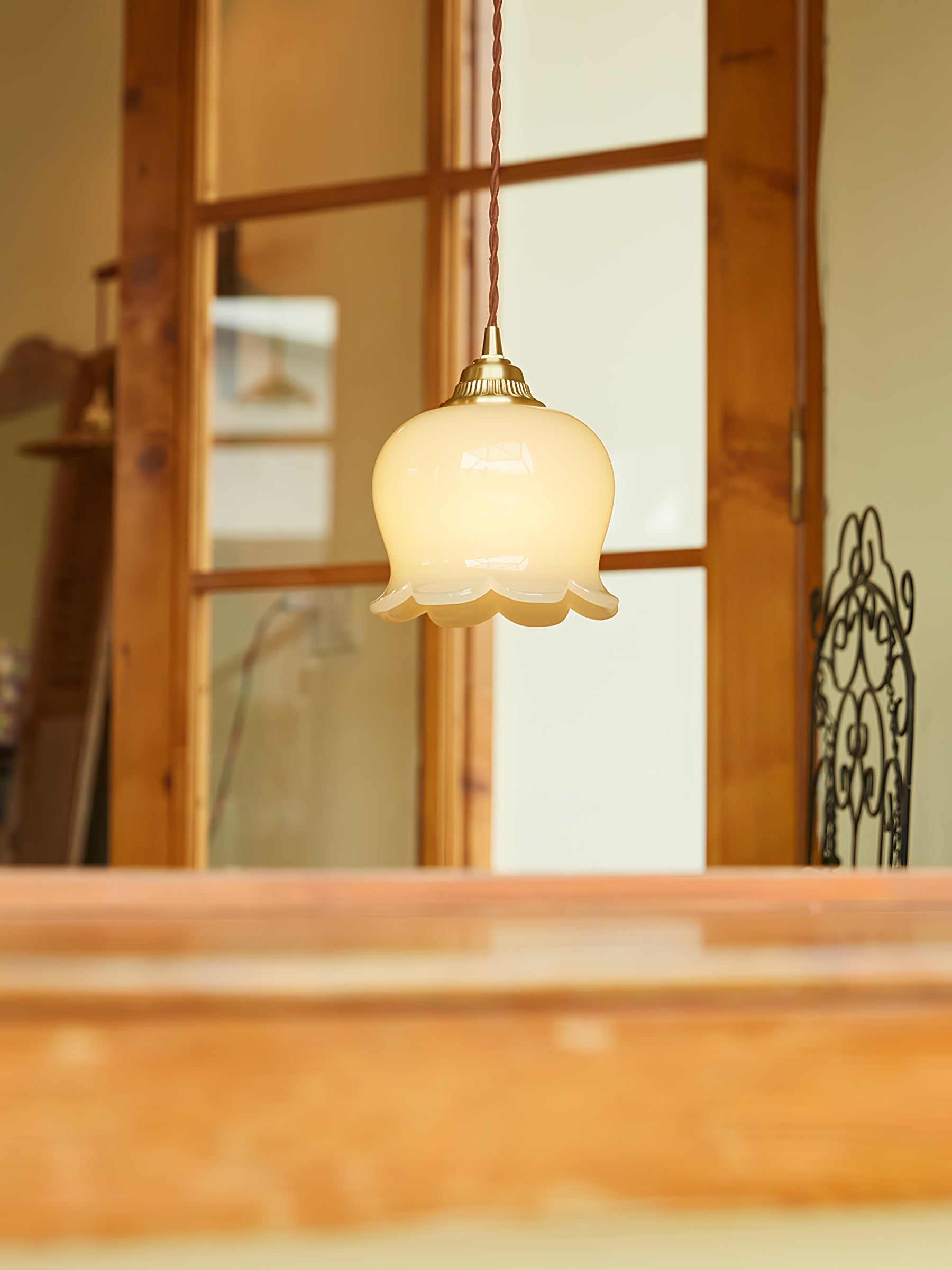 Veloza Brass & Resin Glam Pendant Lamp-Neutral Decor