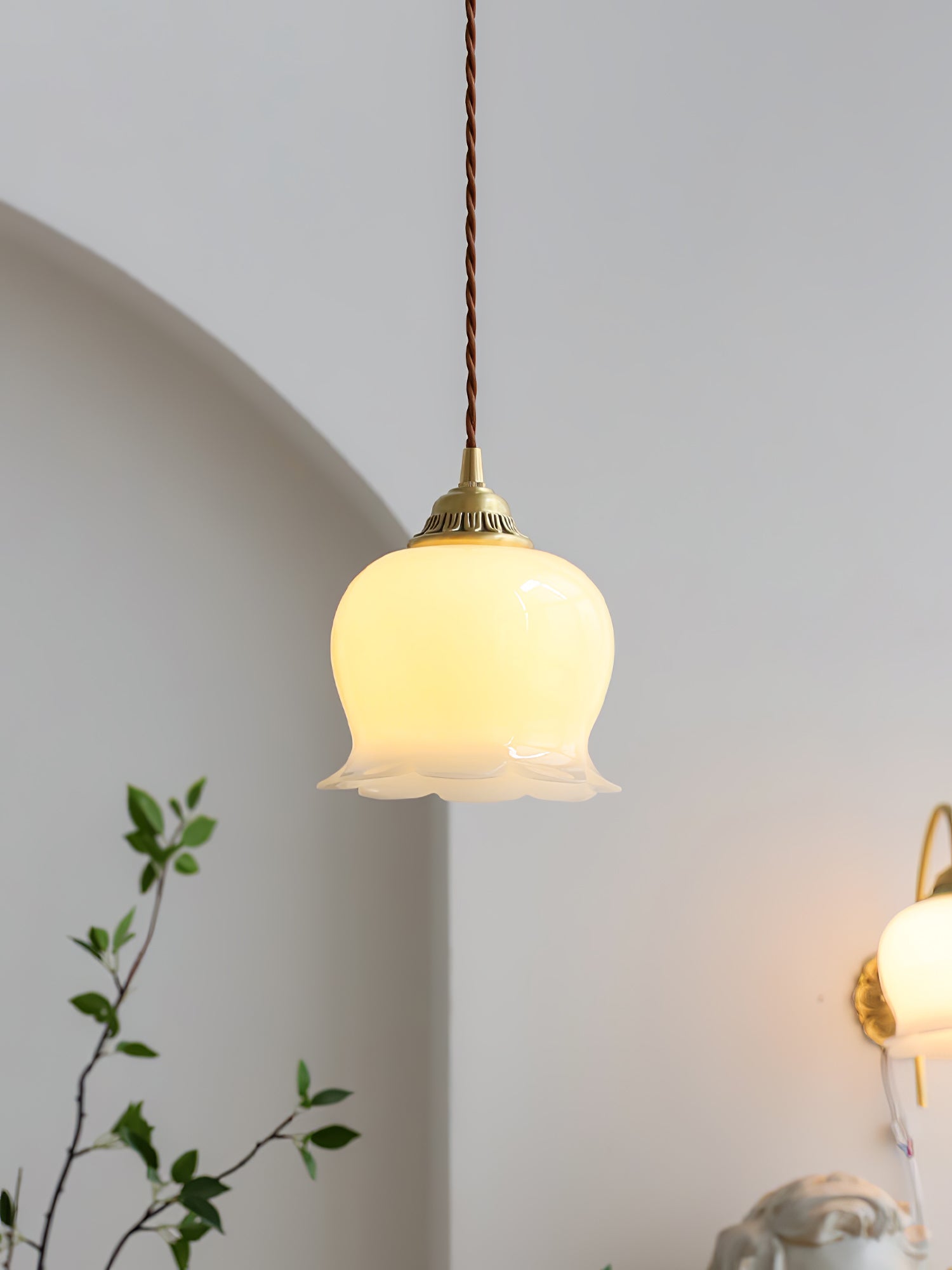 Veloza Brass & Resin Glam Pendant Lamp-Neutral Decor