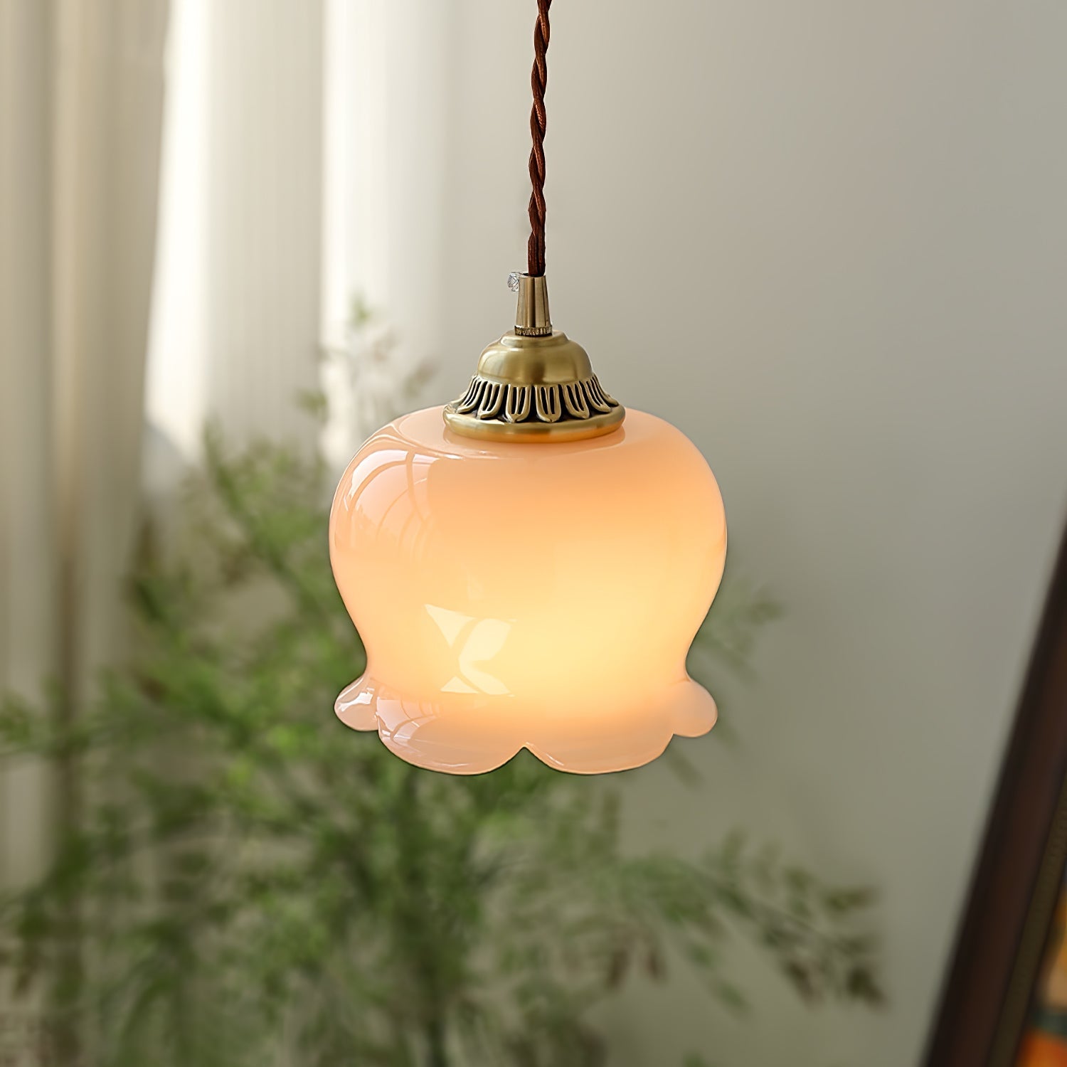 Veloza Brass & Resin Glam Pendant Lamp-Neutral Decor