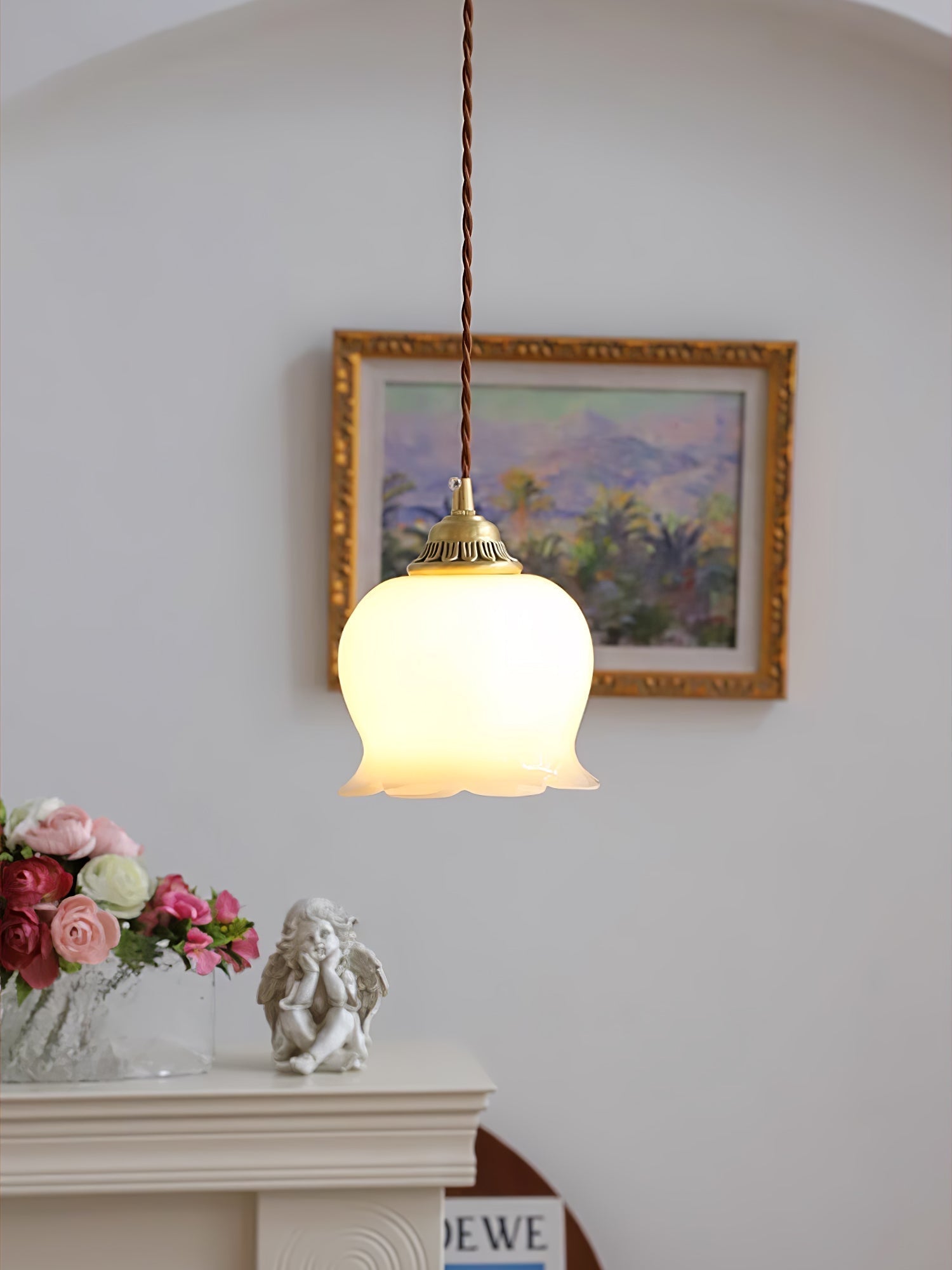 Veloza Brass & Resin Glam Pendant Lamp-Neutral Decor