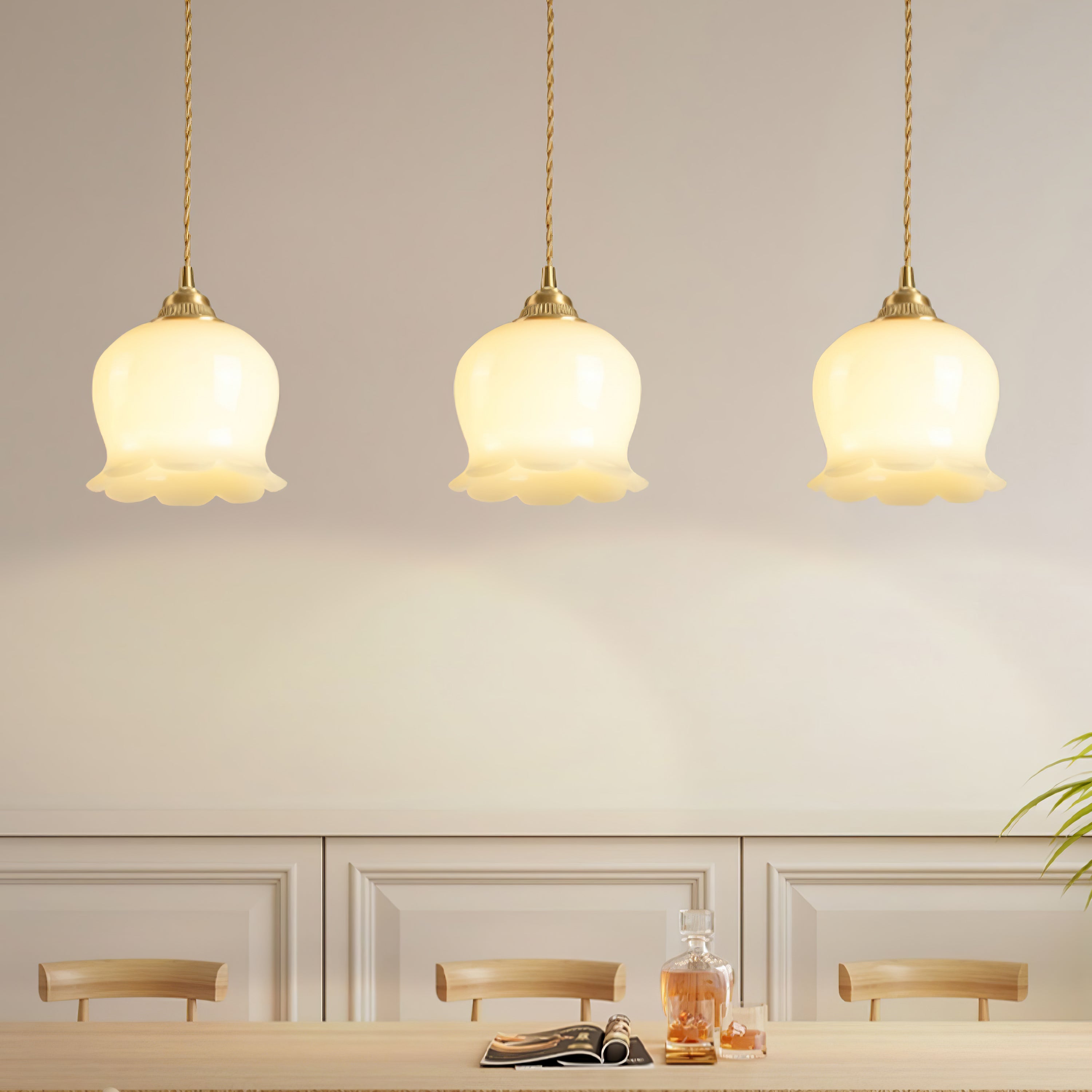 Veloza Brass & Resin Glam Pendant Lamp-Neutral Decor