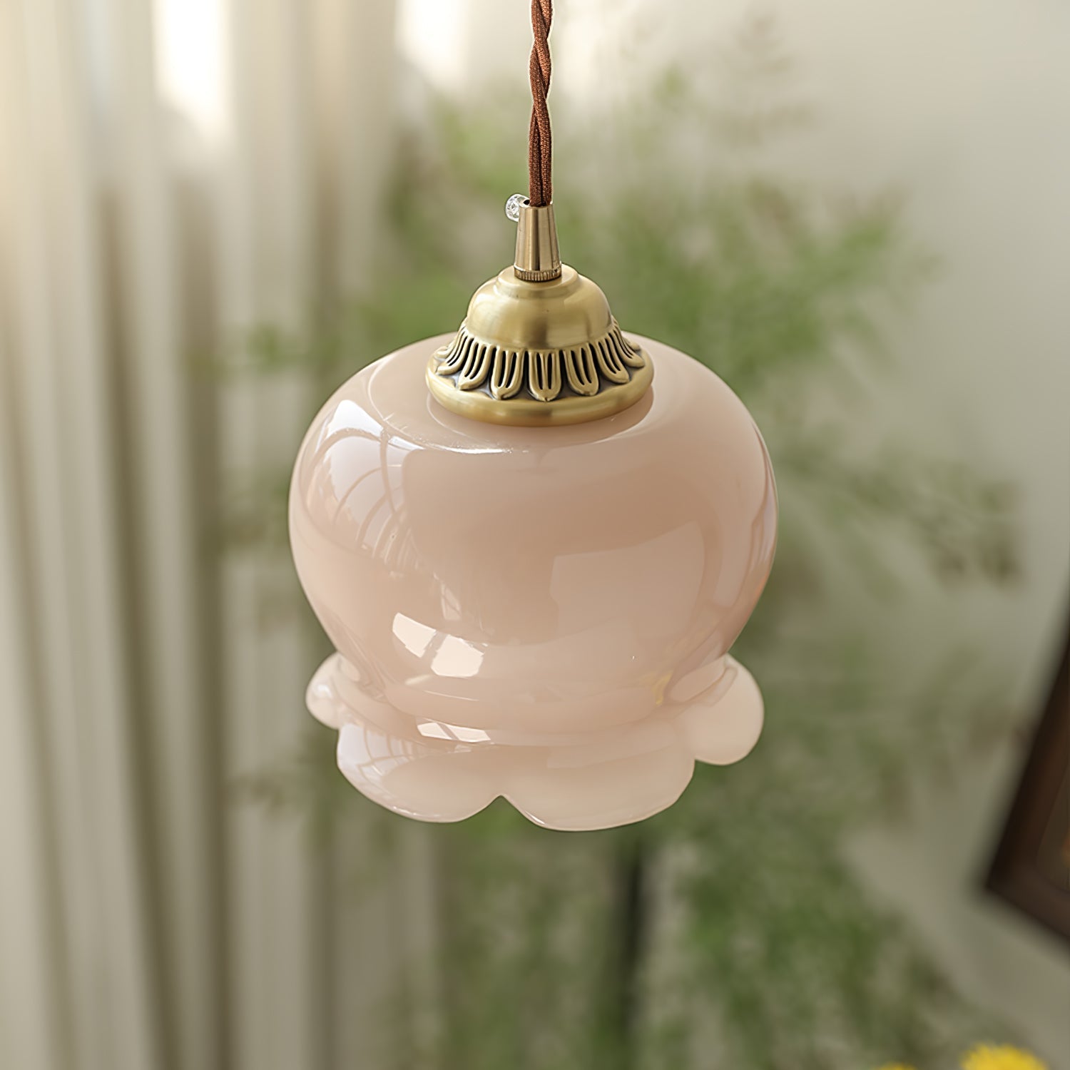 Veloza Brass & Resin Glam Pendant Lamp-Neutral Decor