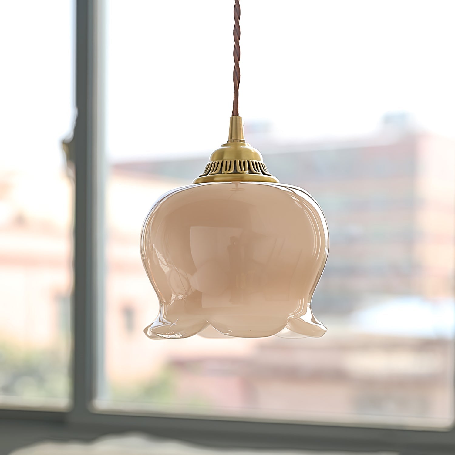 Veloza Brass & Resin Glam Pendant Lamp-Neutral Decor