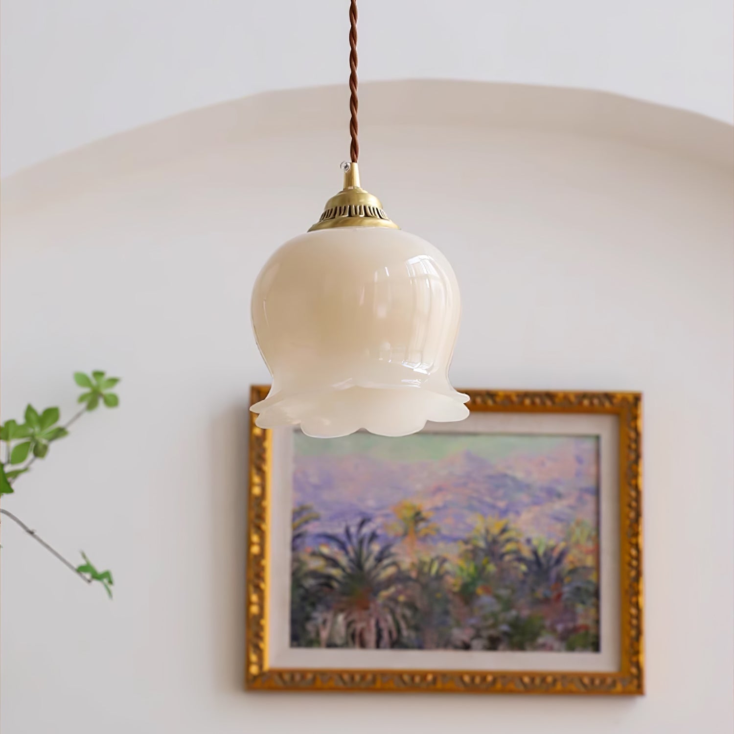 Veloza Brass & Resin Glam Pendant Lamp-Neutral Decor