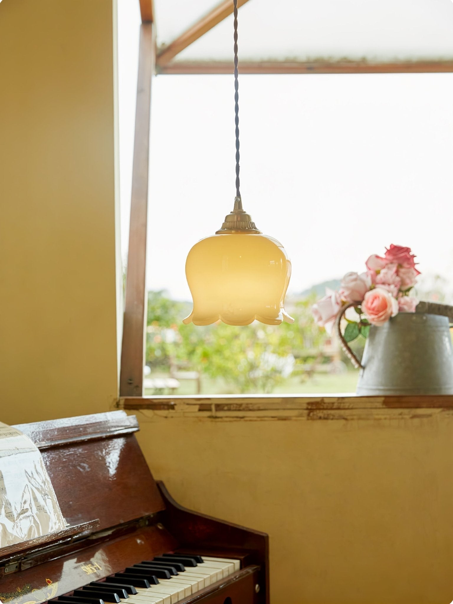 Veloza Brass & Resin Glam Pendant Lamp-Neutral Decor