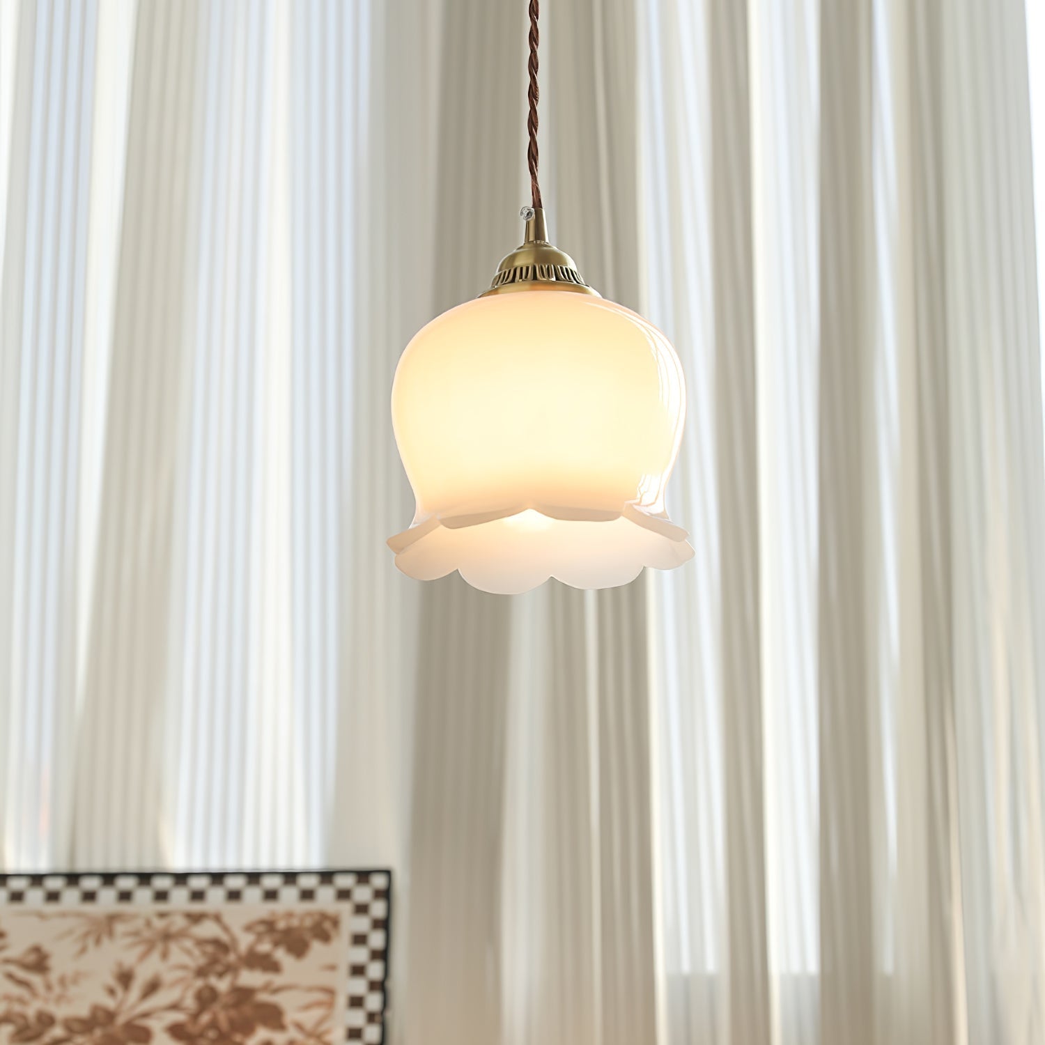 Veloza Brass & Resin Glam Pendant Lamp-Neutral Decor