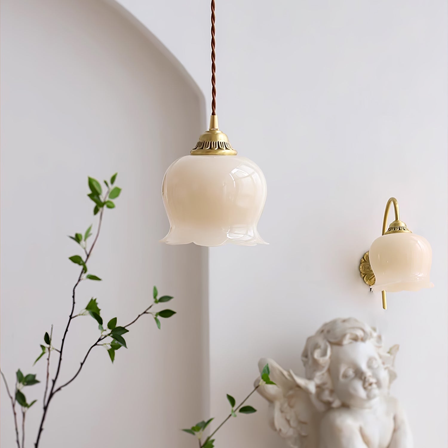 Veloza Brass & Resin Glam Pendant Lamp-Neutral Decor