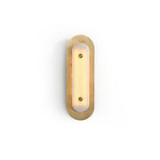 Vance Alabaster Wall Lamp with a gold metal frame.