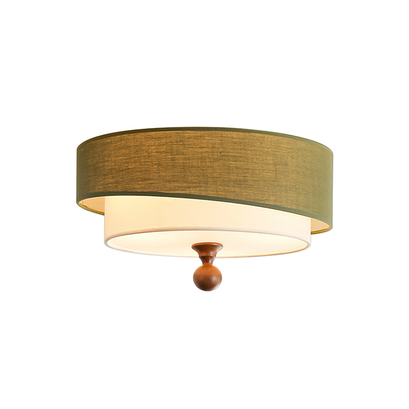 Lifestyle image of the Vanelia Ceiling Lamp above a minimalist wooden table.