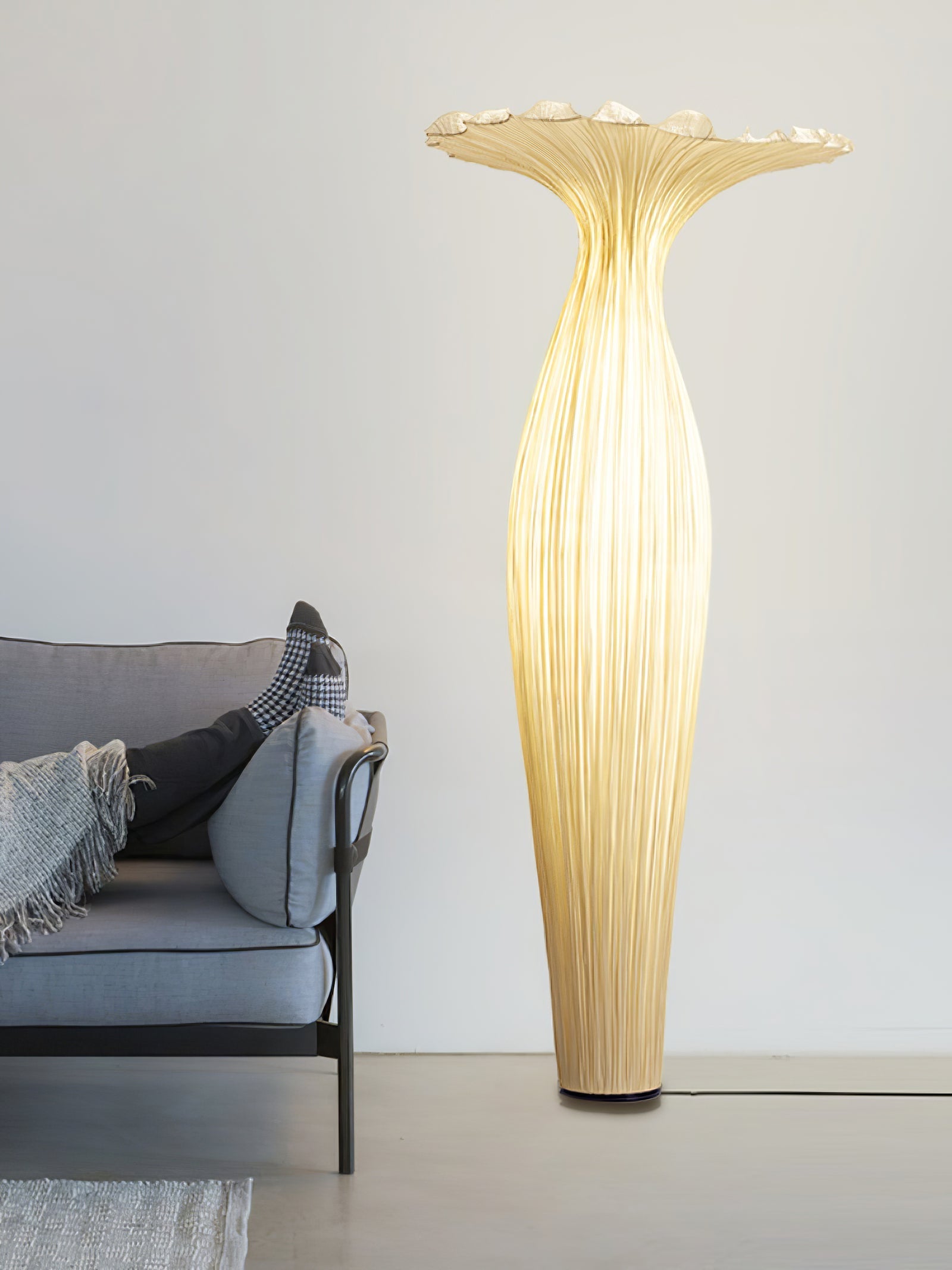 Zarinir Organic Fabric Floor Lamp-Neutral Decor