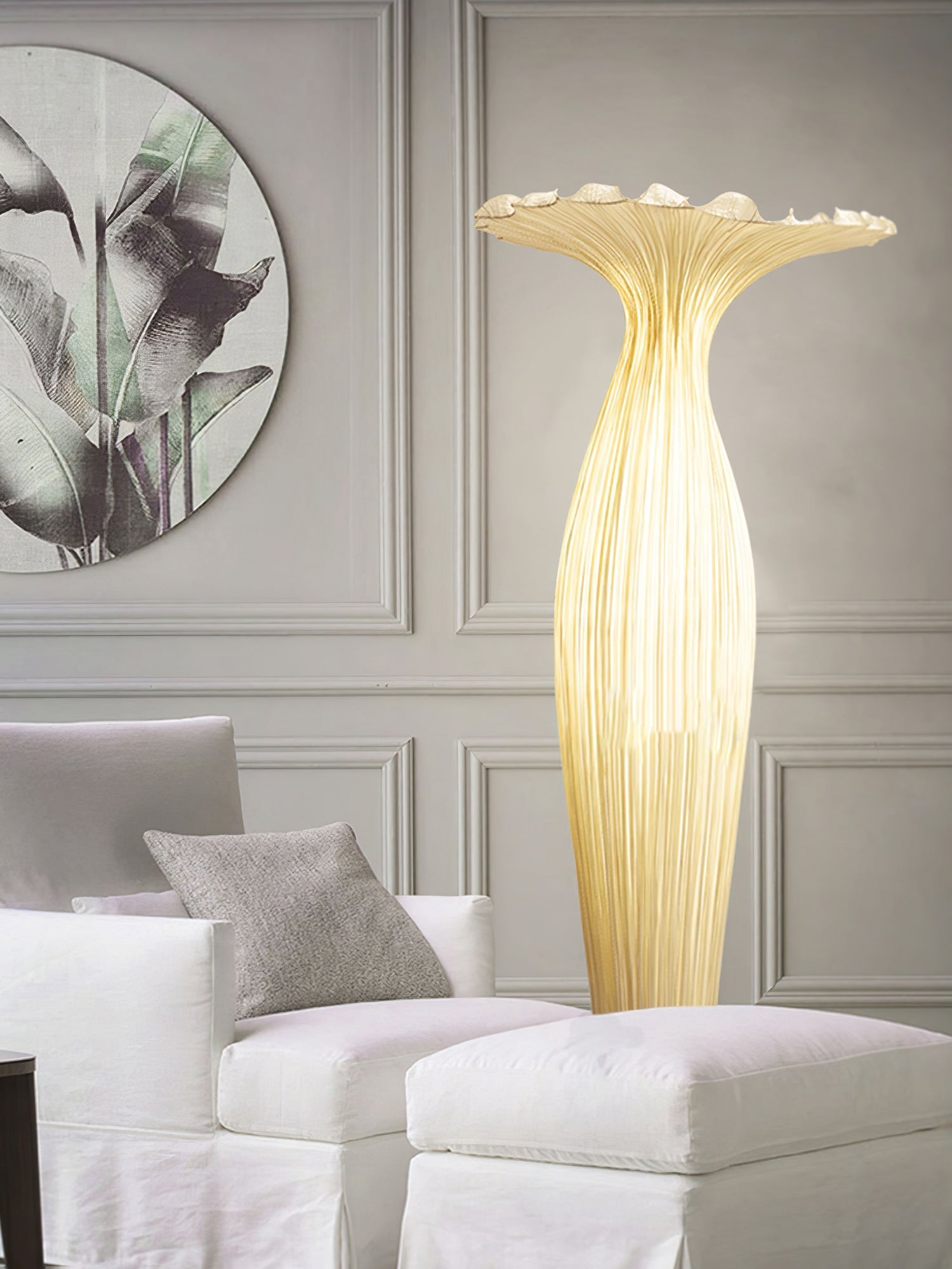 Zarinir Organic Fabric Floor Lamp-Neutral Decor
