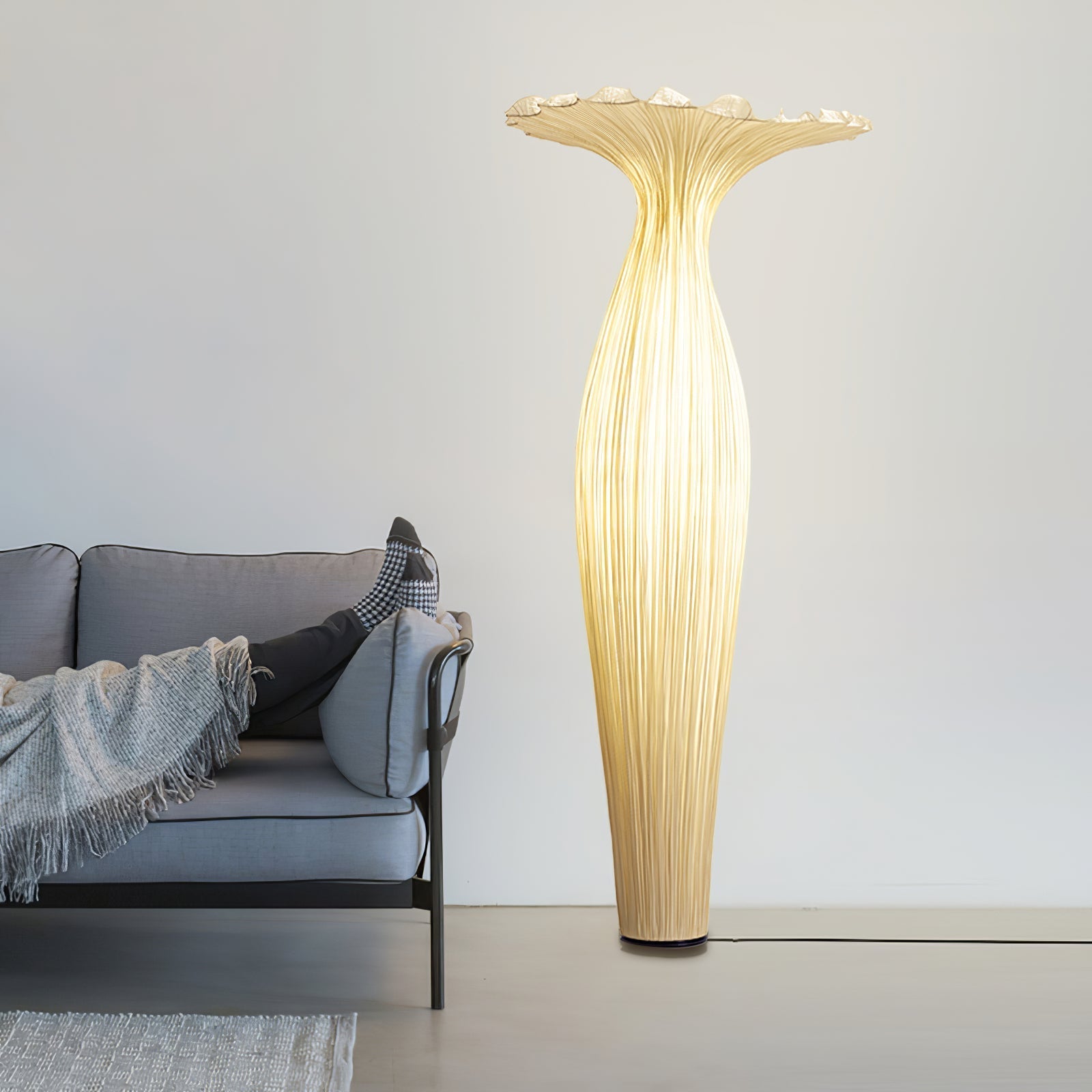 Zarinir Organic Fabric Floor Lamp-Neutral Decor