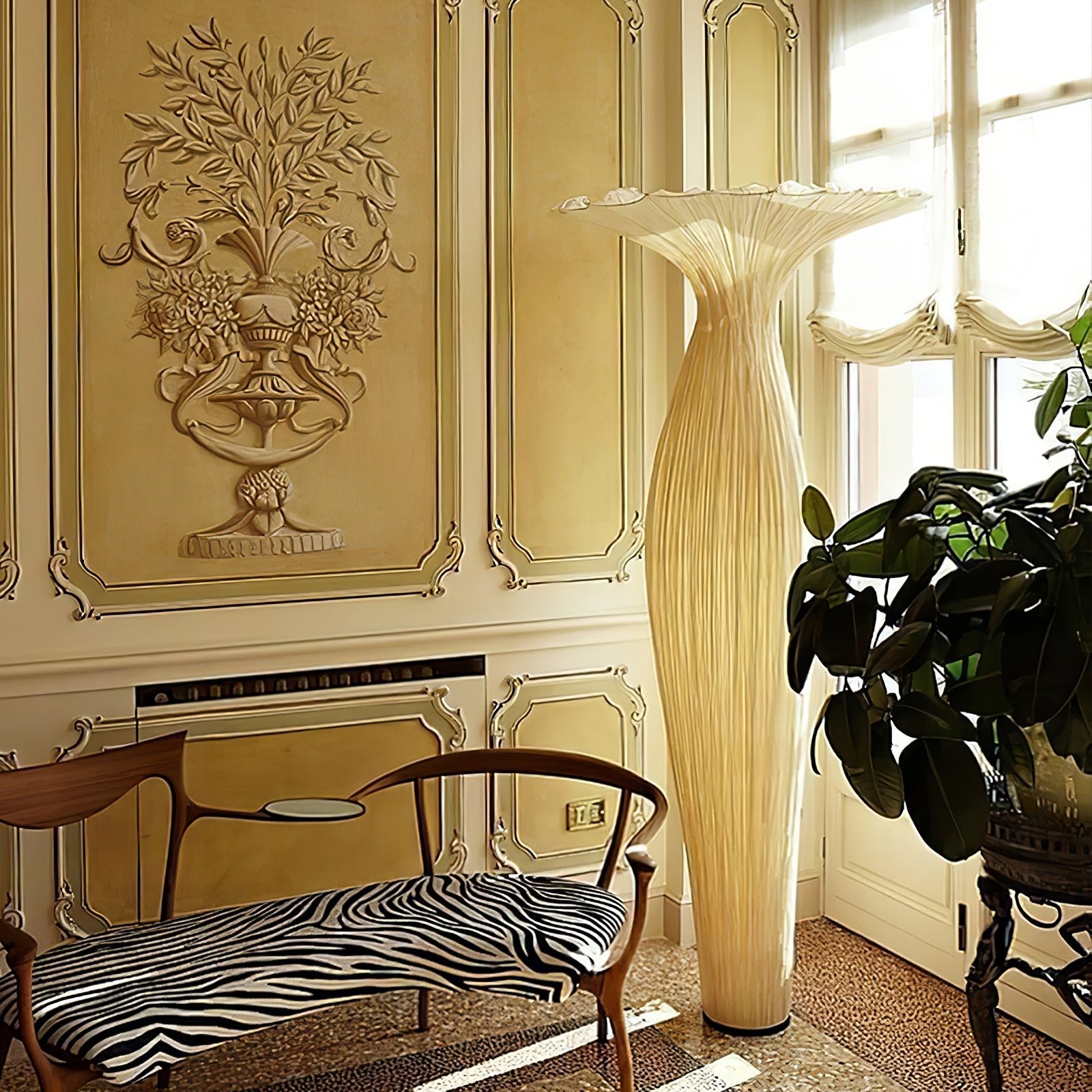 Zarinir Organic Fabric Floor Lamp-Neutral Decor